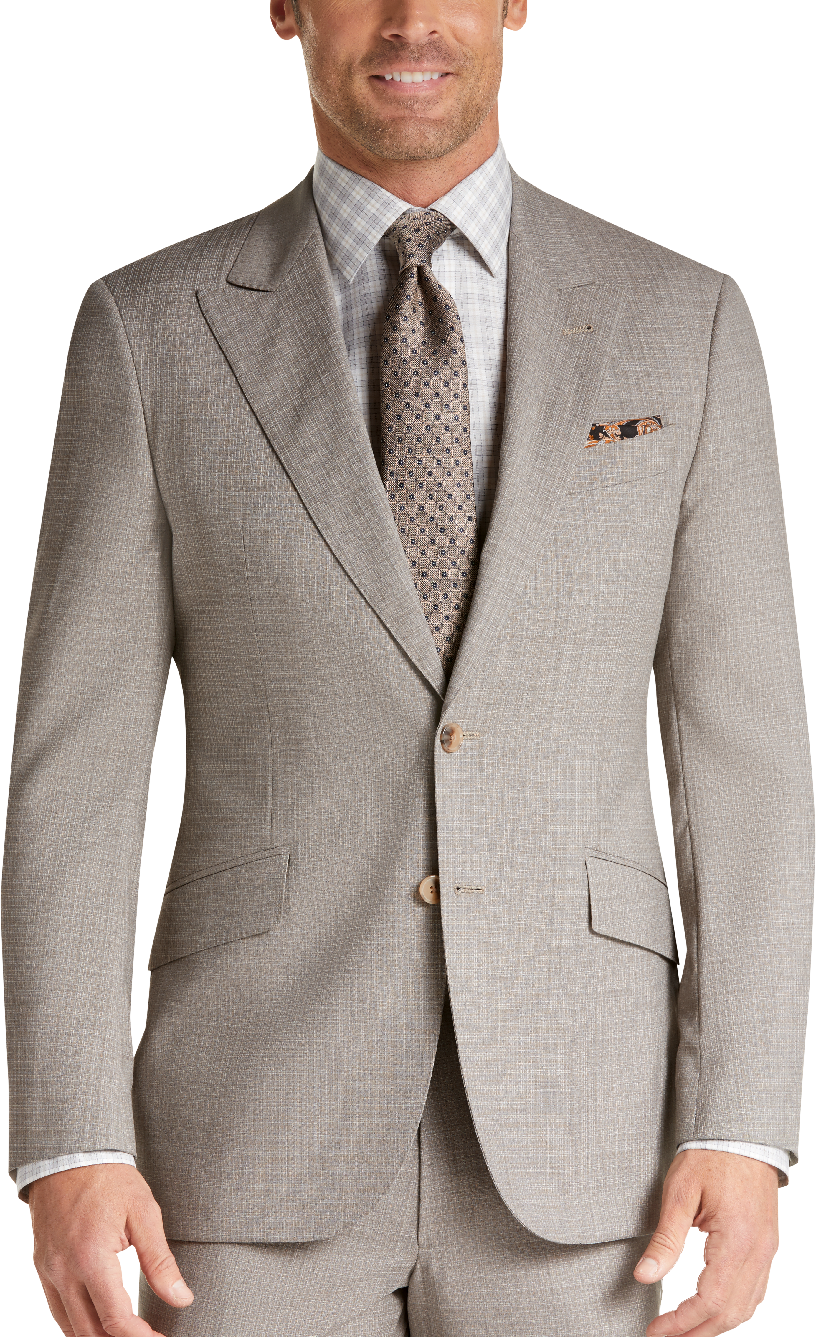 Joseph Abboud Tan Check Slim Fit Suit - Men's Sale | Men's Wearhouse