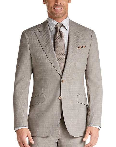 Joseph Abboud Tan Check Slim Fit Suit - Men's Sale | Men's Wearhouse