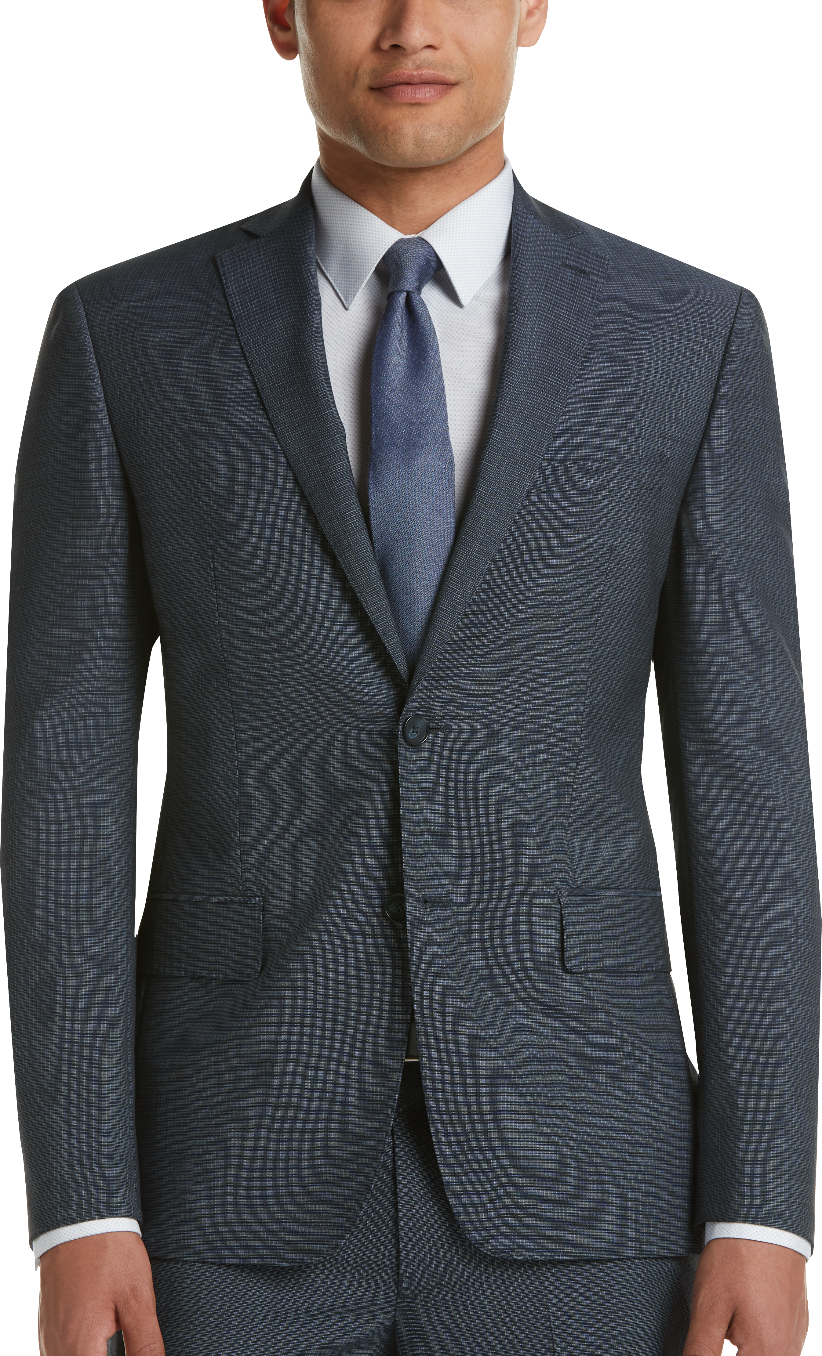DKNY Blue Check Extreme Slim Fit Suit - Men's Sale | Men's Wearhouse