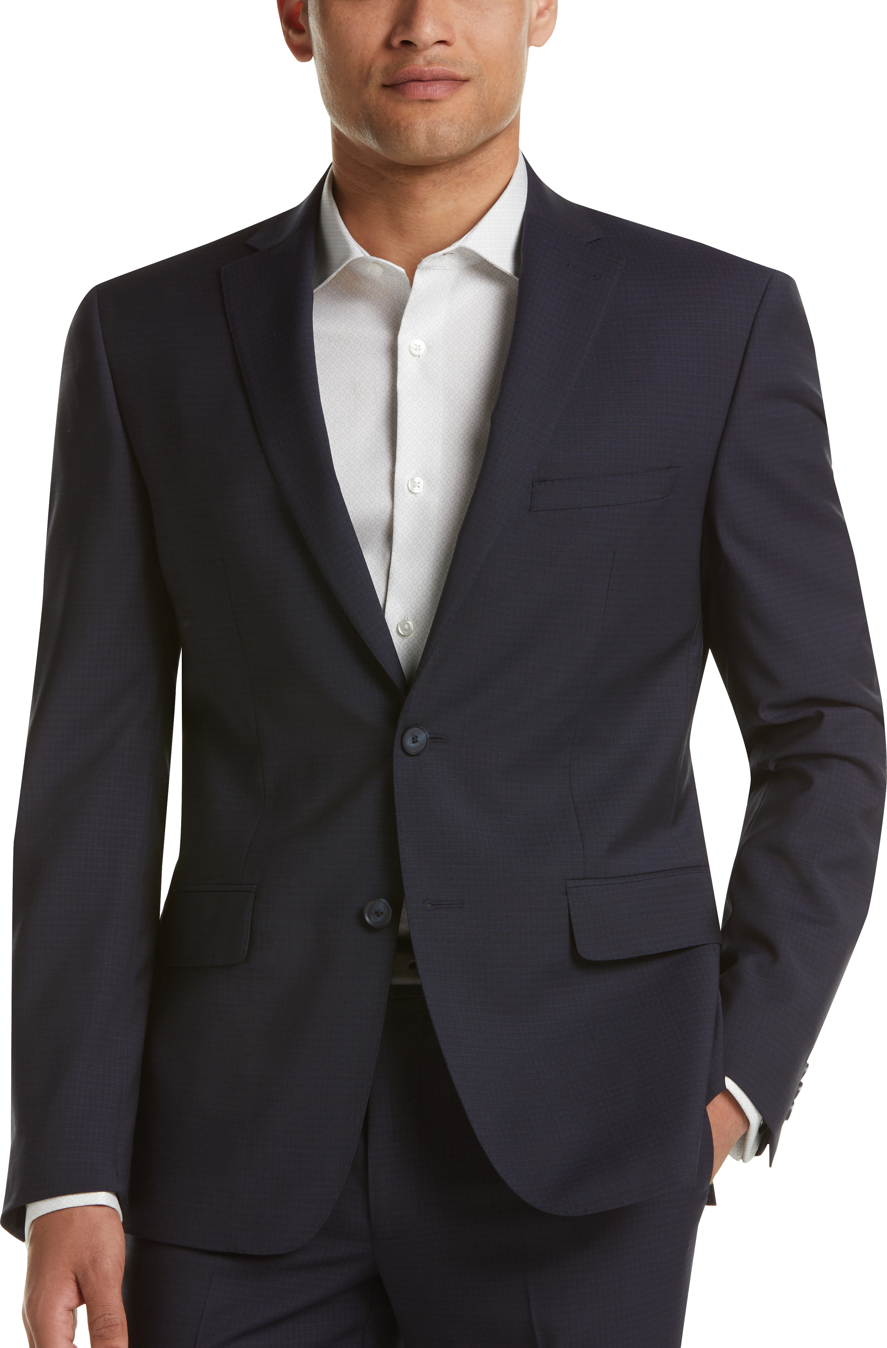 DKNY Navy Check Extreme Slim Fit Suit - Men's Sale | Men's Wearhouse