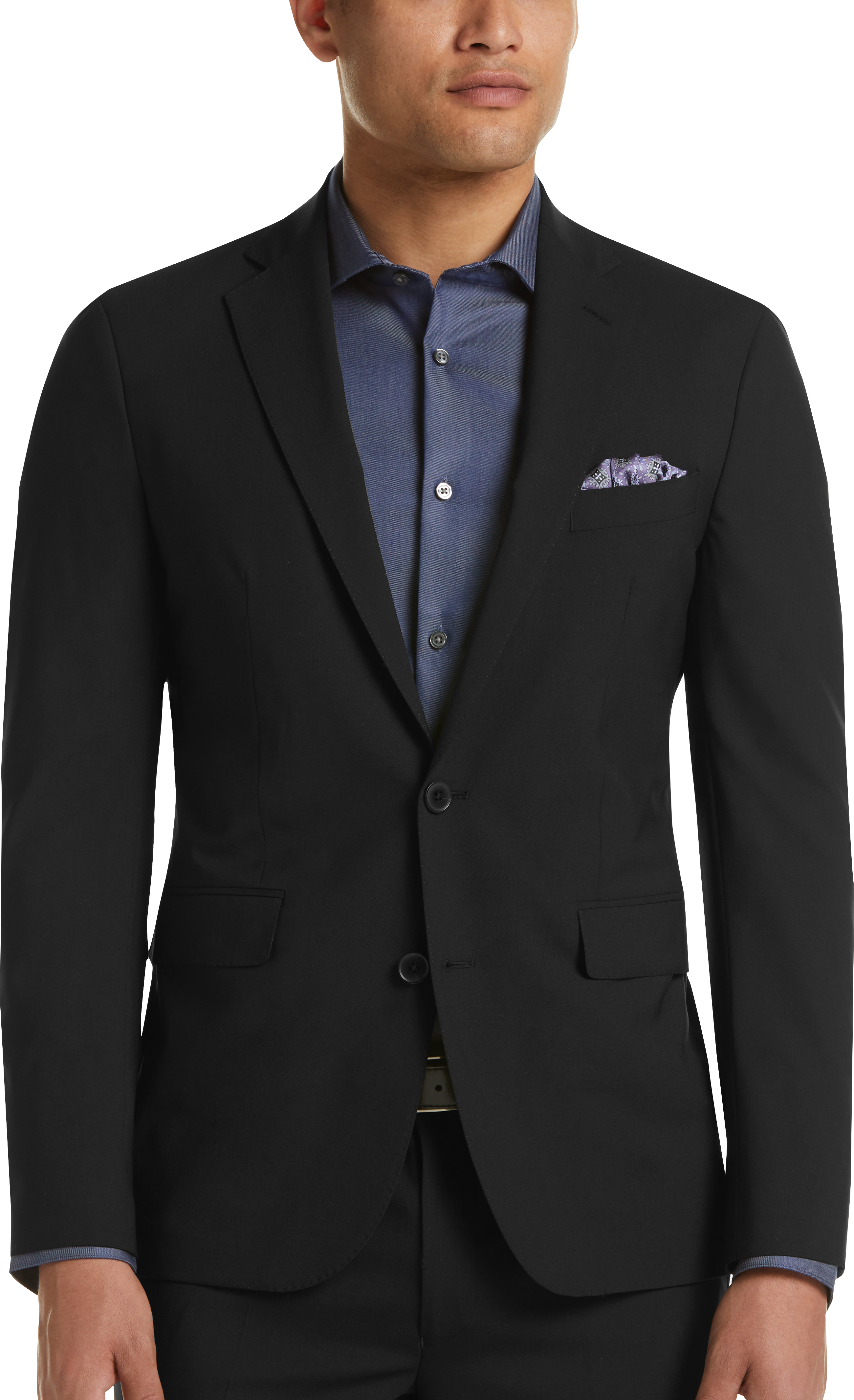 Cole Haan Grand.ØS Black Coolmax Lined Slim Fit Suit - Men's Suits ...