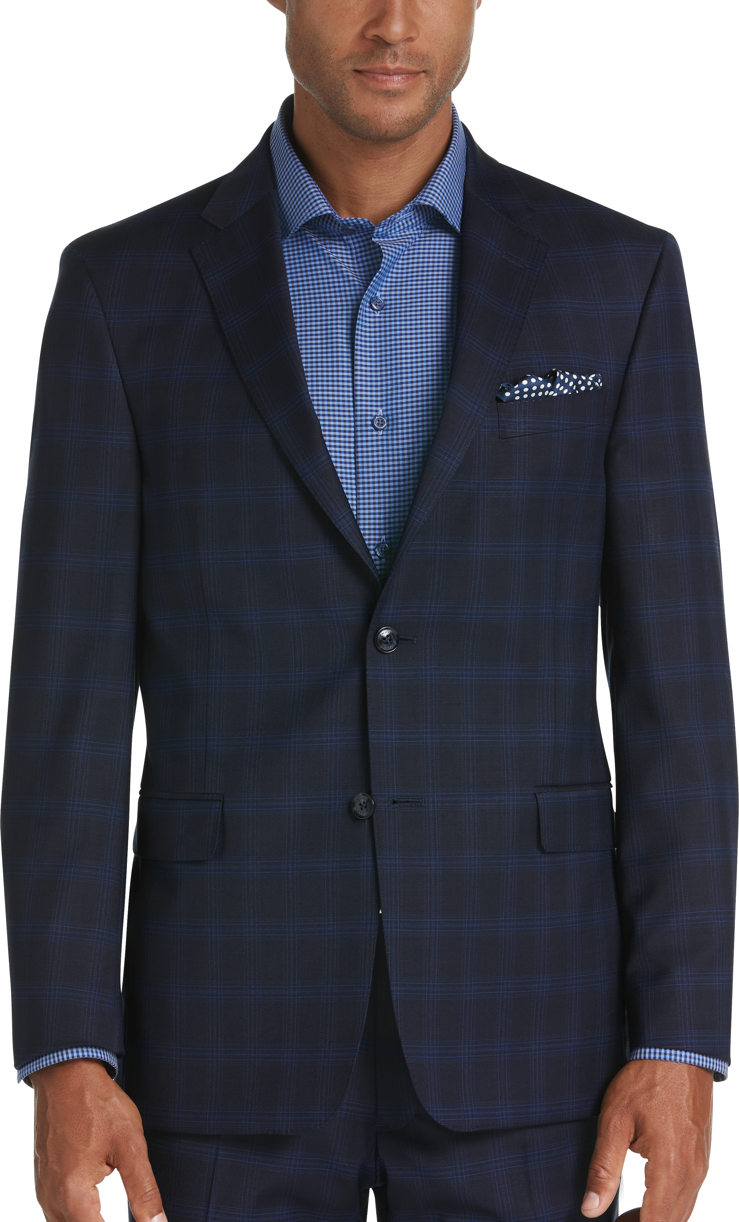 Tommy Hilfiger Navy Plaid Slim Fit Suit - Men's Sale | Men's Wearhouse