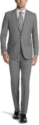 Joseph Abboud Collection Gray Plaid Slim Fit Suit - Men's Sale 