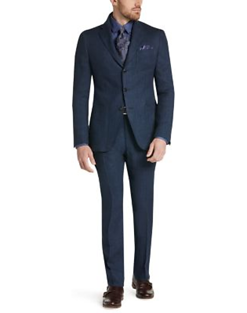 Joseph Abboud Collection Navy Herringbone Linen Slim Fit Suit Separates