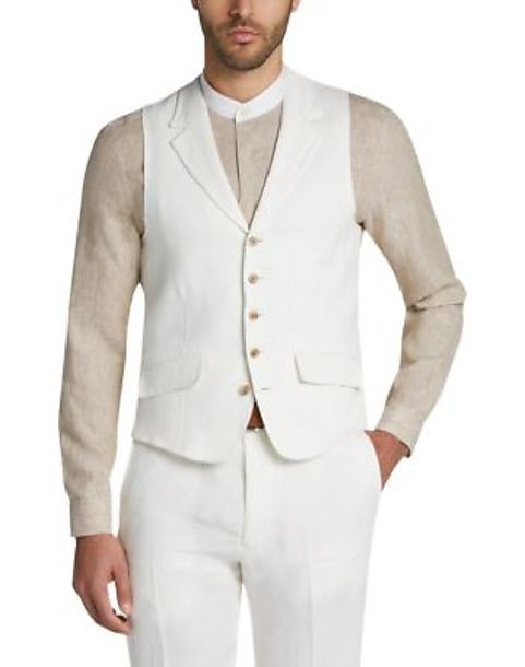 Joseph Abboud Collection Ivory Linen Vest - Men's Brands | Men's Wearhouse
