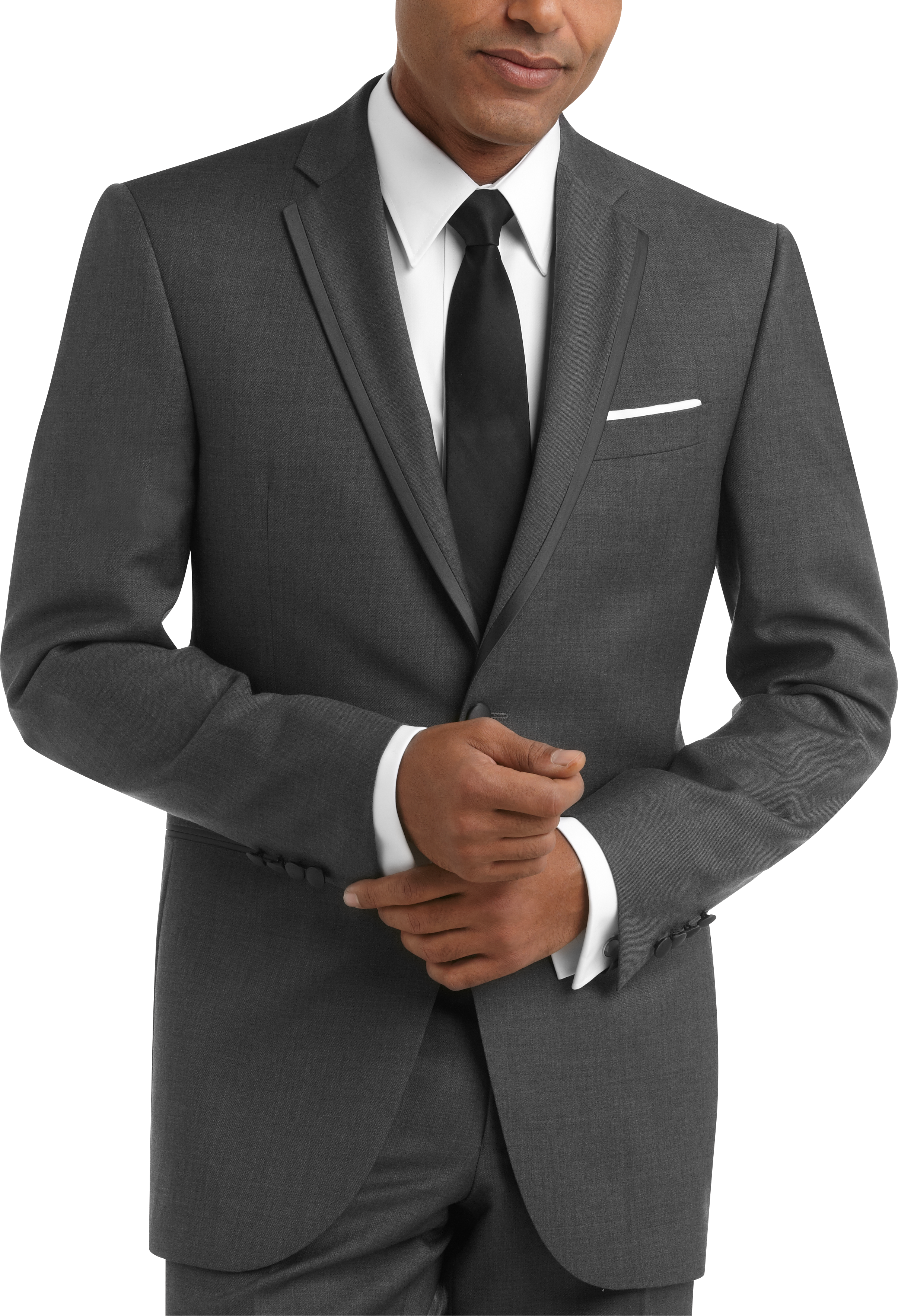 Серый костюм и черный галстук