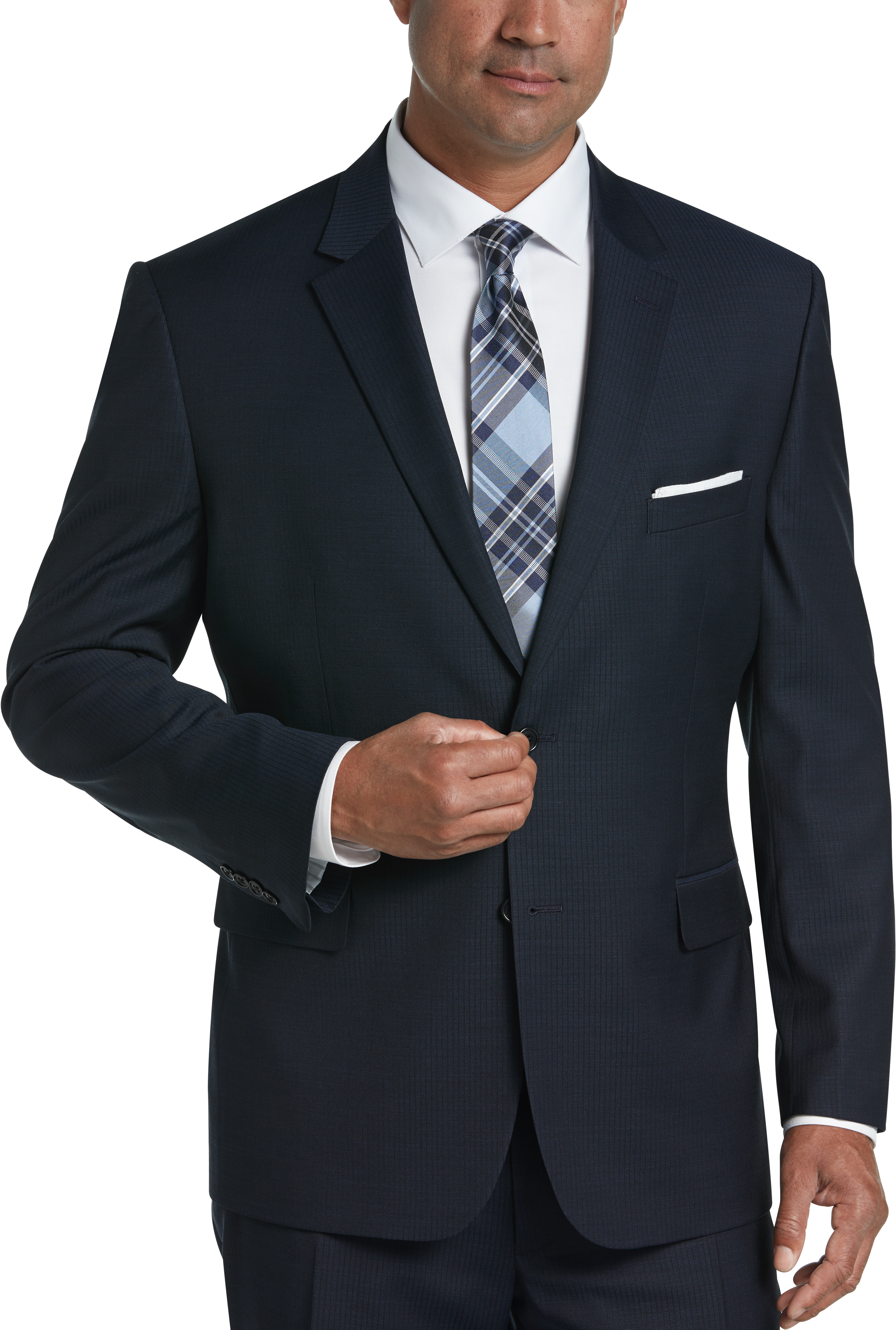 Pronto Uomo Navy Stripe Modern Fit Suit - Men's Suits | Men's Wearhouse