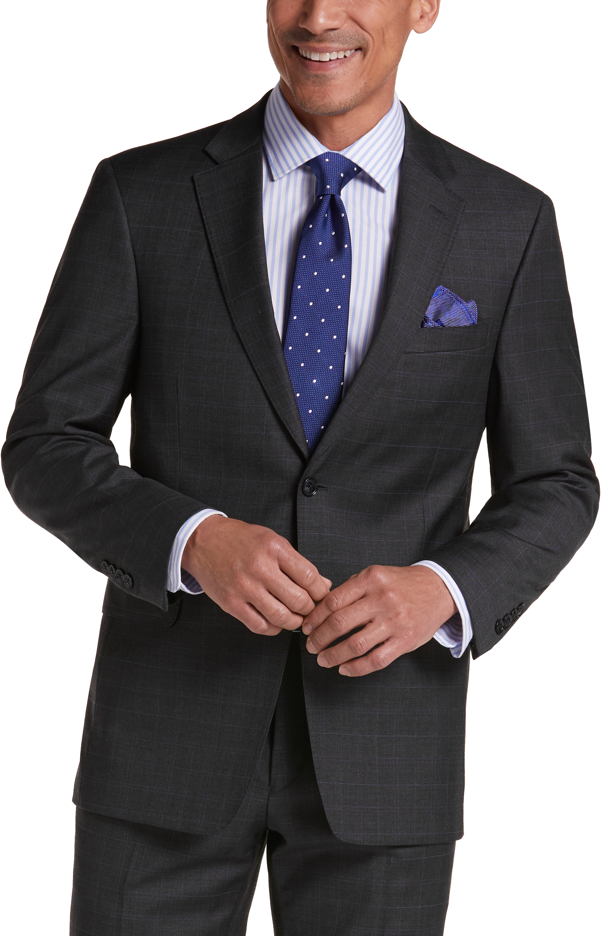 Tommy Hilfiger Charcoal Plaid Slim Fit Suit - Men's Sale | Men's Wearhouse