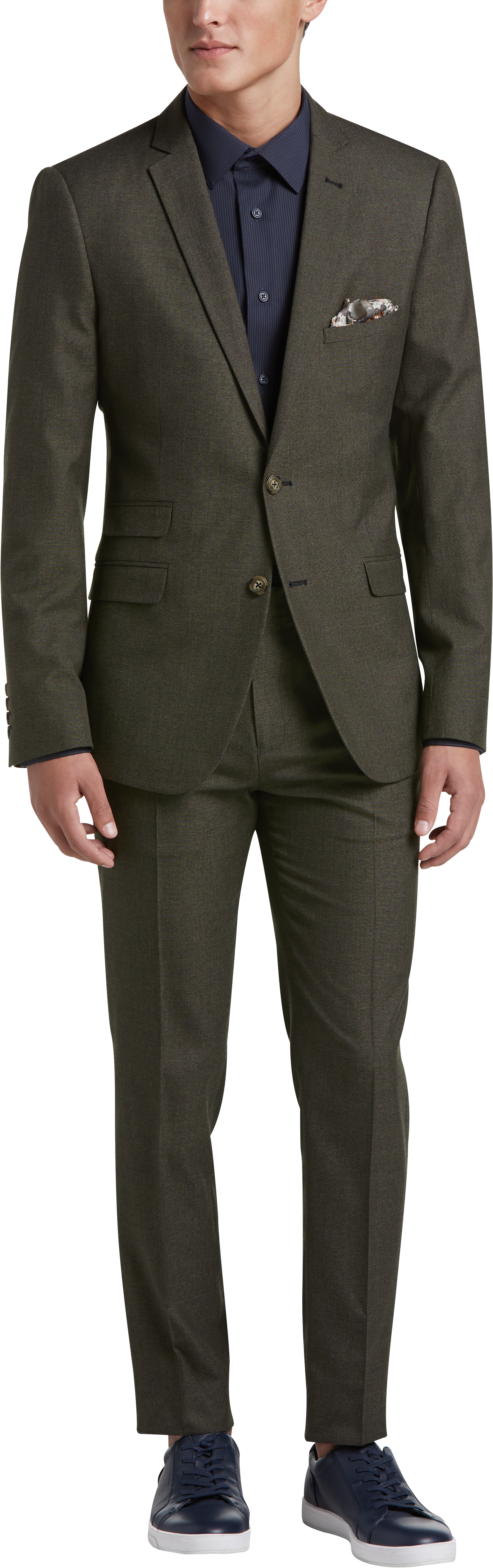 olive sharkskin suit