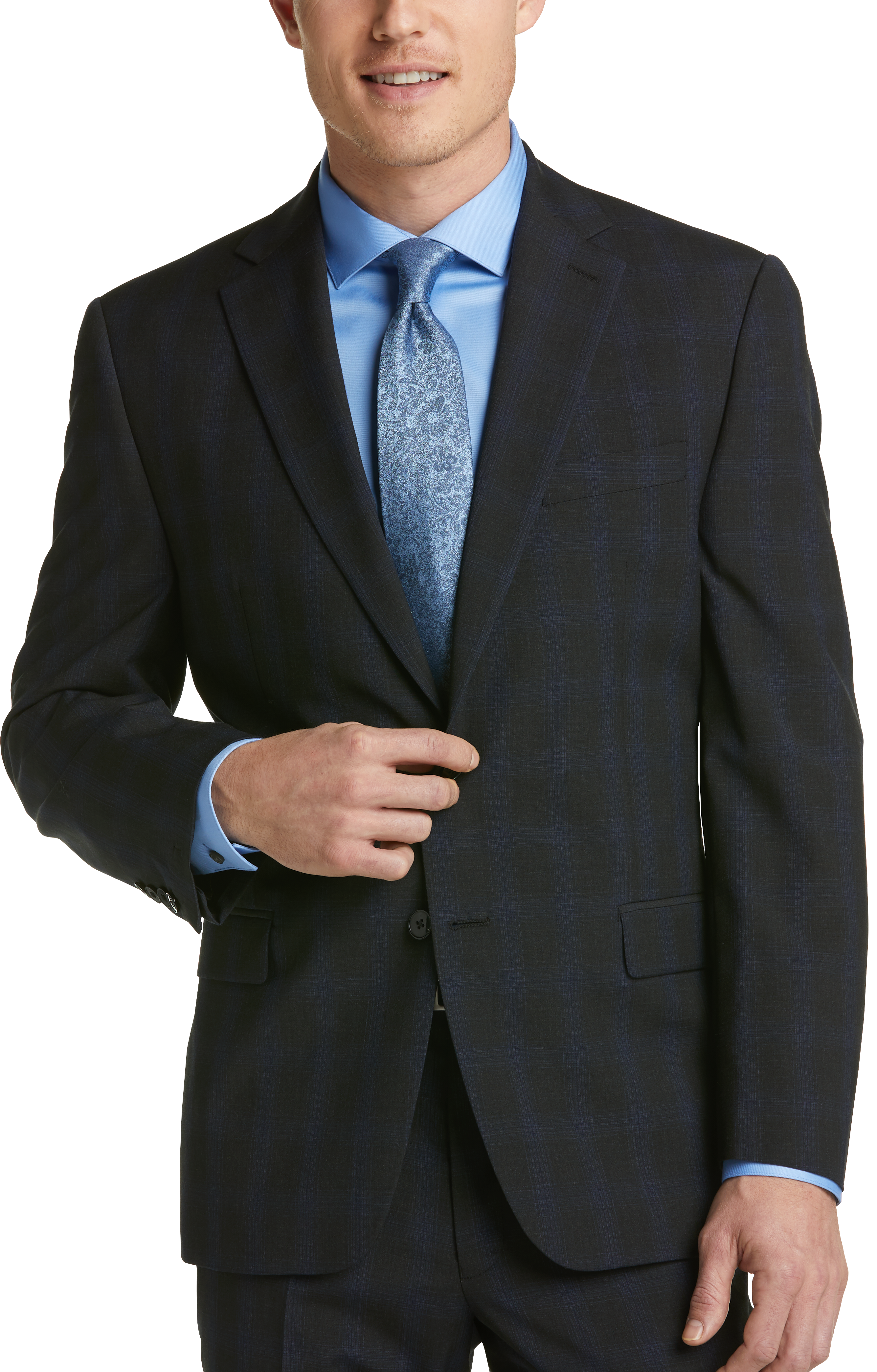 Calvin Klein Charcoal Plaid Modern Fit Suit - Men's Sale | Men's Wearhouse