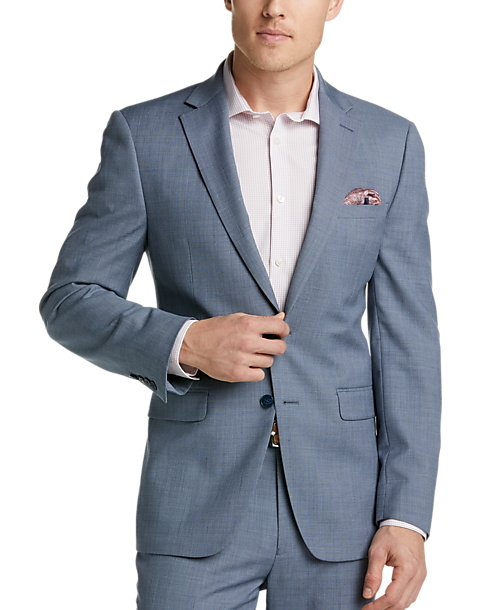 Calvin Klein X-Fit Light Blue Sharkskin Slim Fit Suit - Men's Suits | Men's  Wearhouse