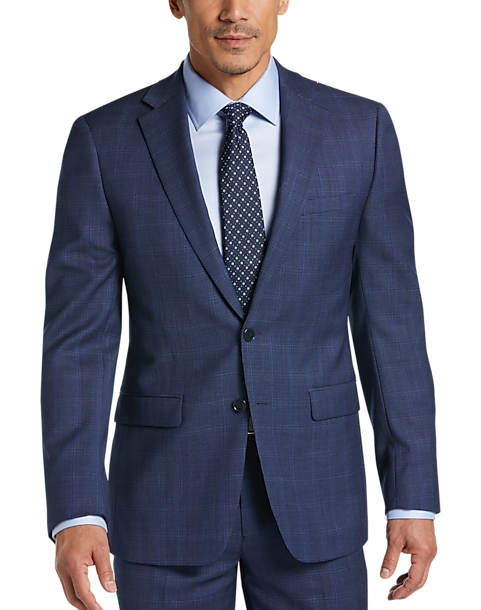 Calvin Klein X-Fit Blue Plaid Slim Fit Suit - Men's Suits | Men's Wearhouse
