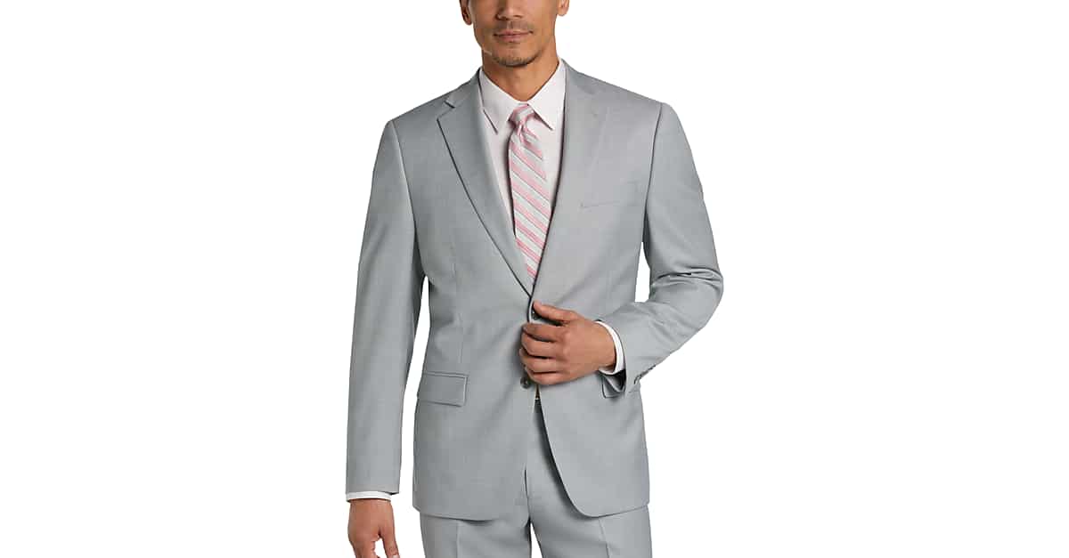 Calvin Klein Light Gray Sharkskin Modern Fit Suit - Men's Sale | Men's ...
