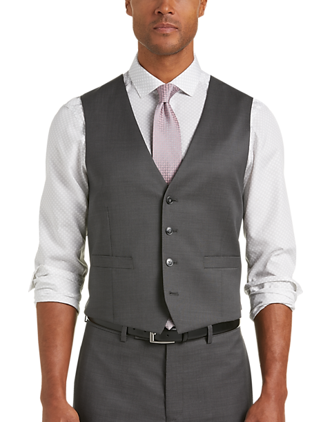 Calvin Klein Gray Pindot Slim Fit Suit Separates Vest (Size: XXL, Gray Pindot)
