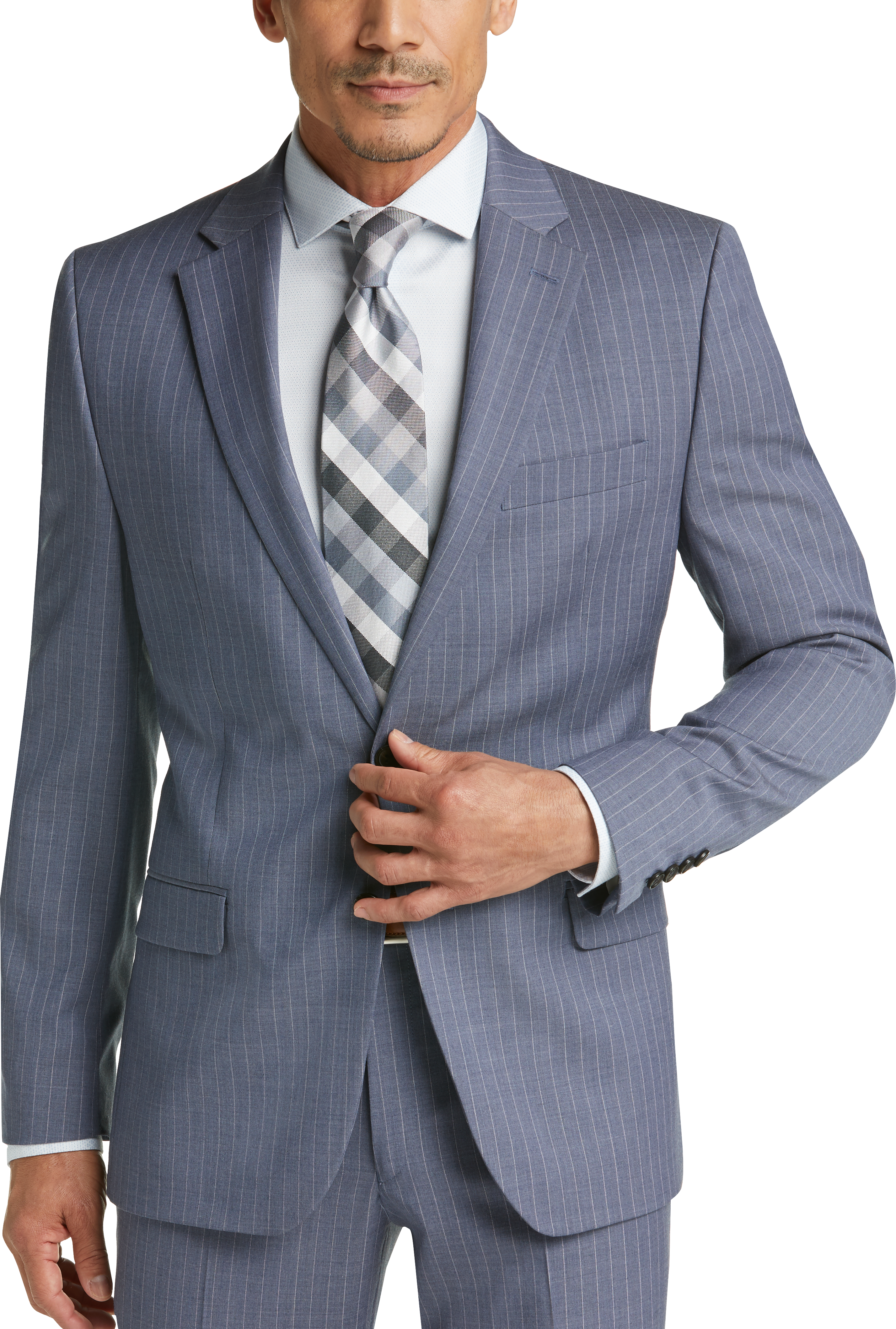 Lauren by Ralph Lauren Stripe Light Blue Classic Fit Suit - Men's Suits ...