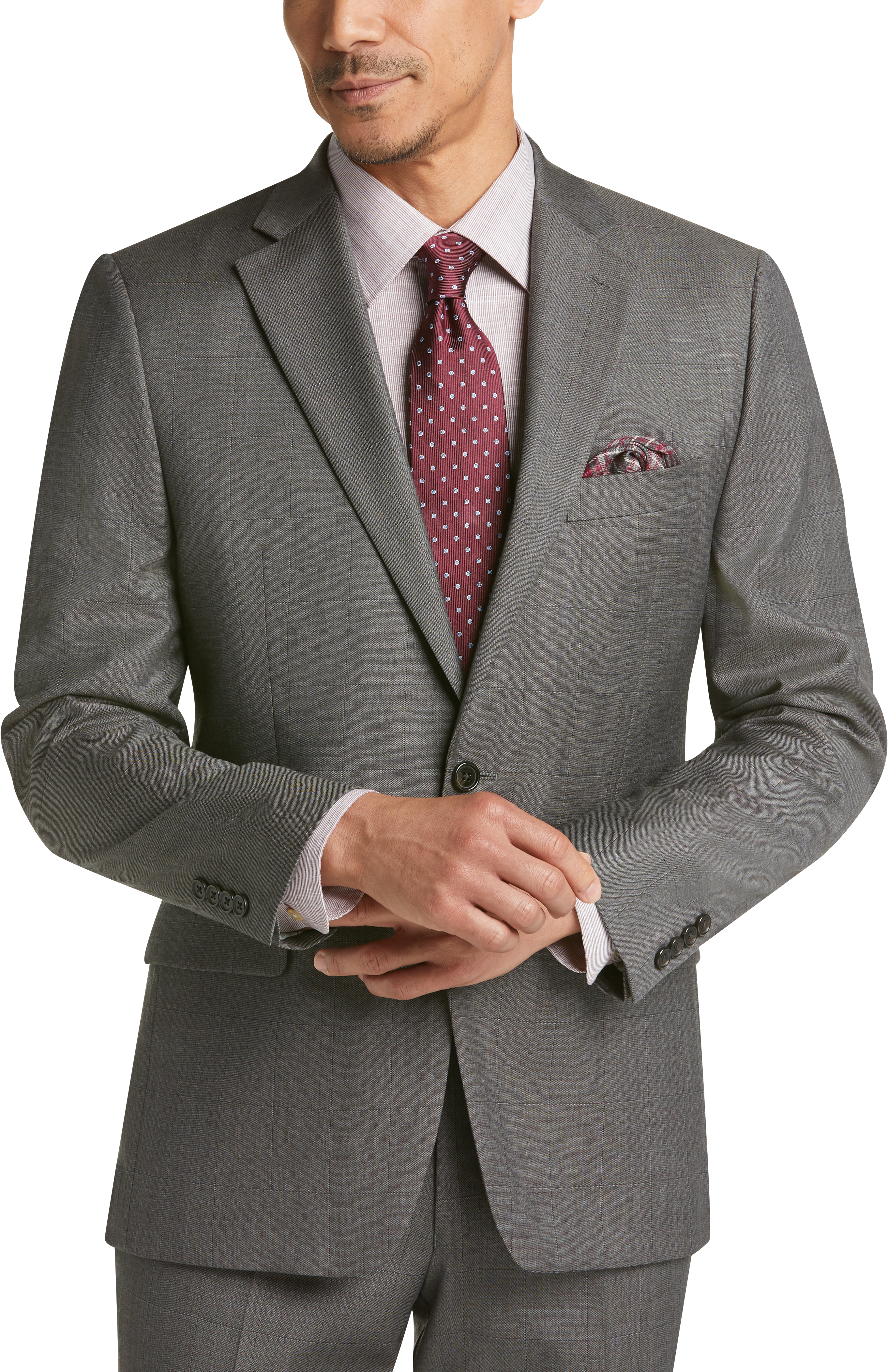 Lauren by Ralph Lauren Gray Windowpane Classic Fit Suit - Men's Suits ...