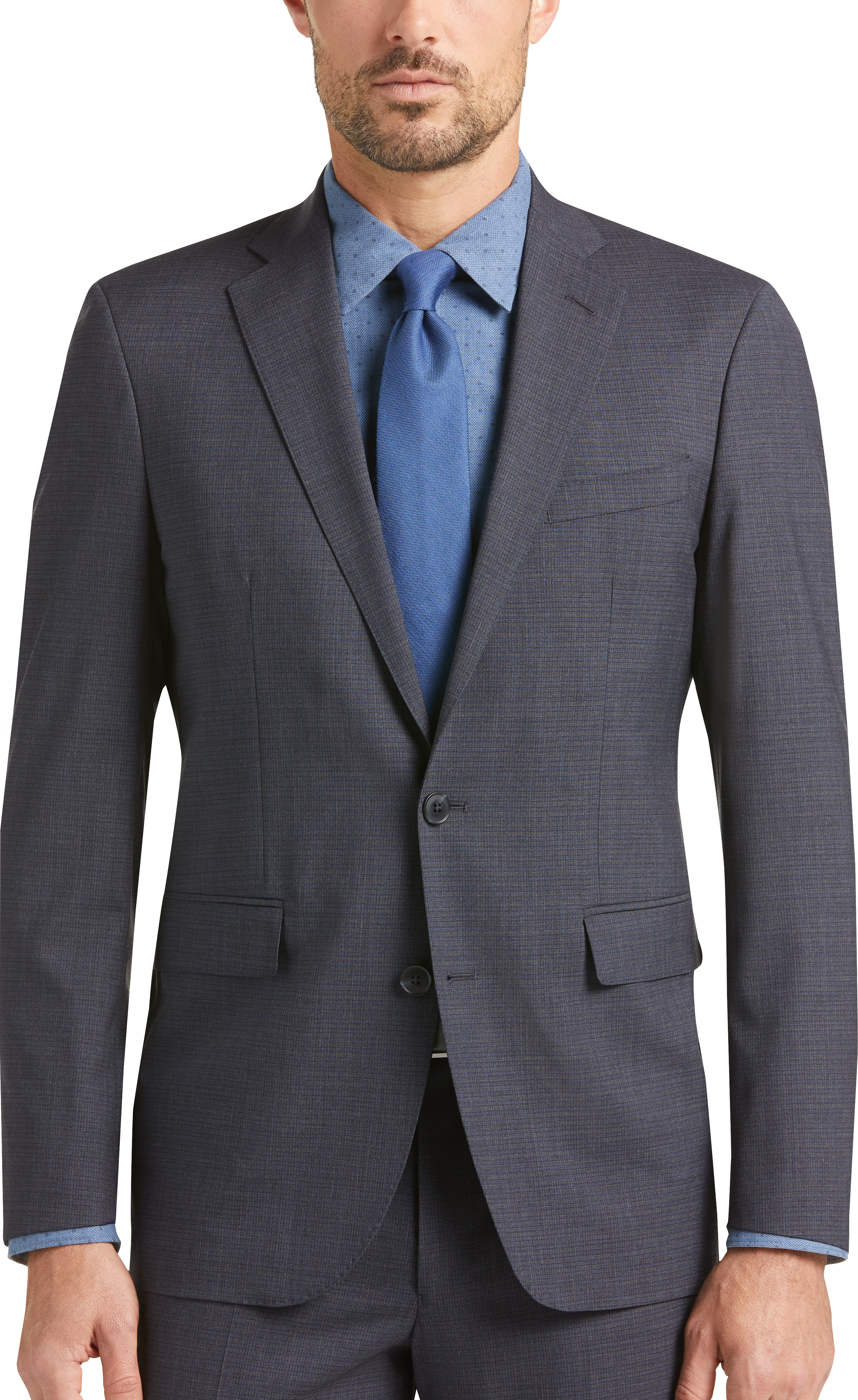 Cole Haan Grand.ØS Charcoal Check Coolmax Lined Slim Fit Suit - Men's ...