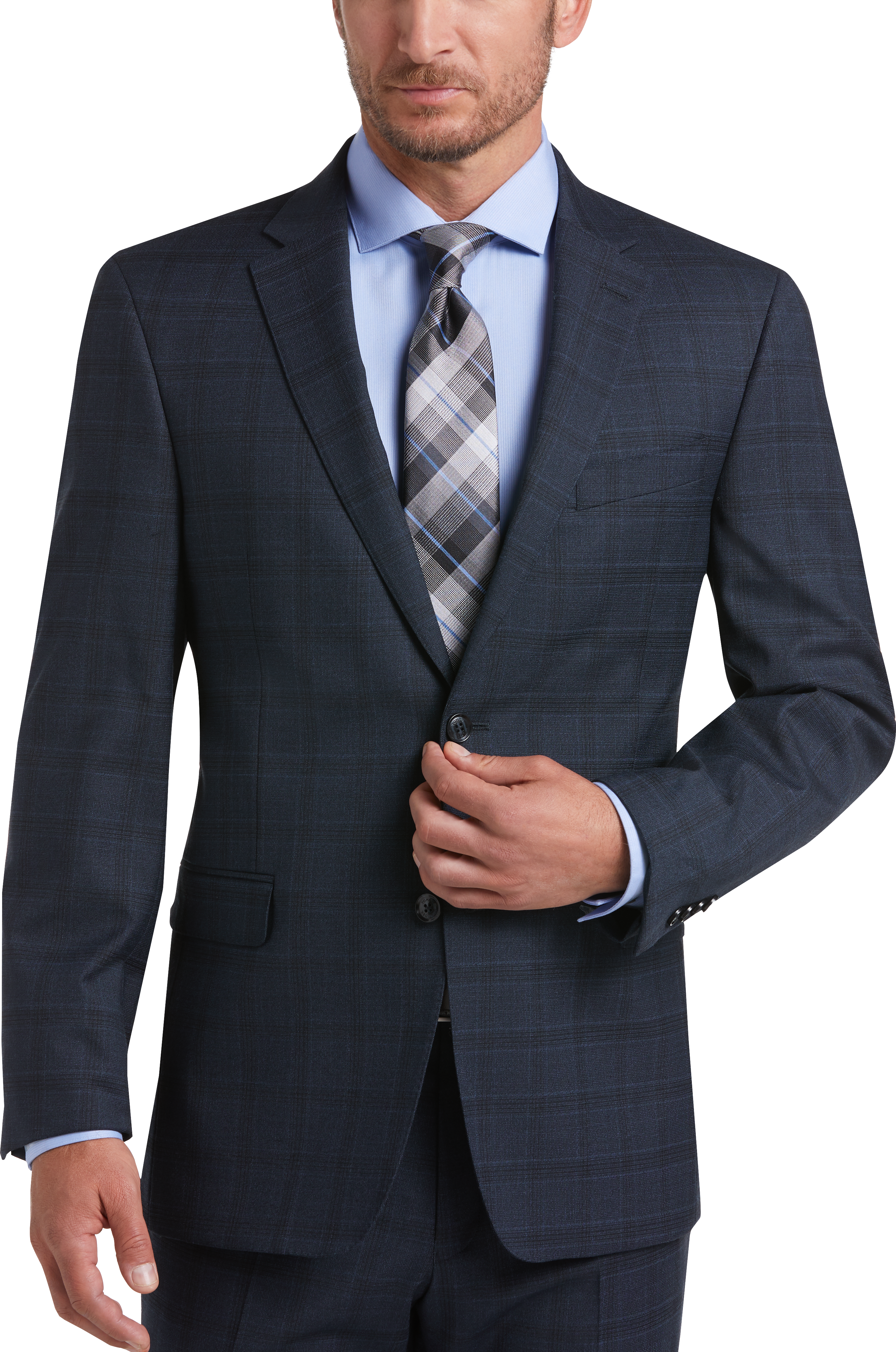 Tommy Hilfiger Blue Plaid Slim Fit Suit 