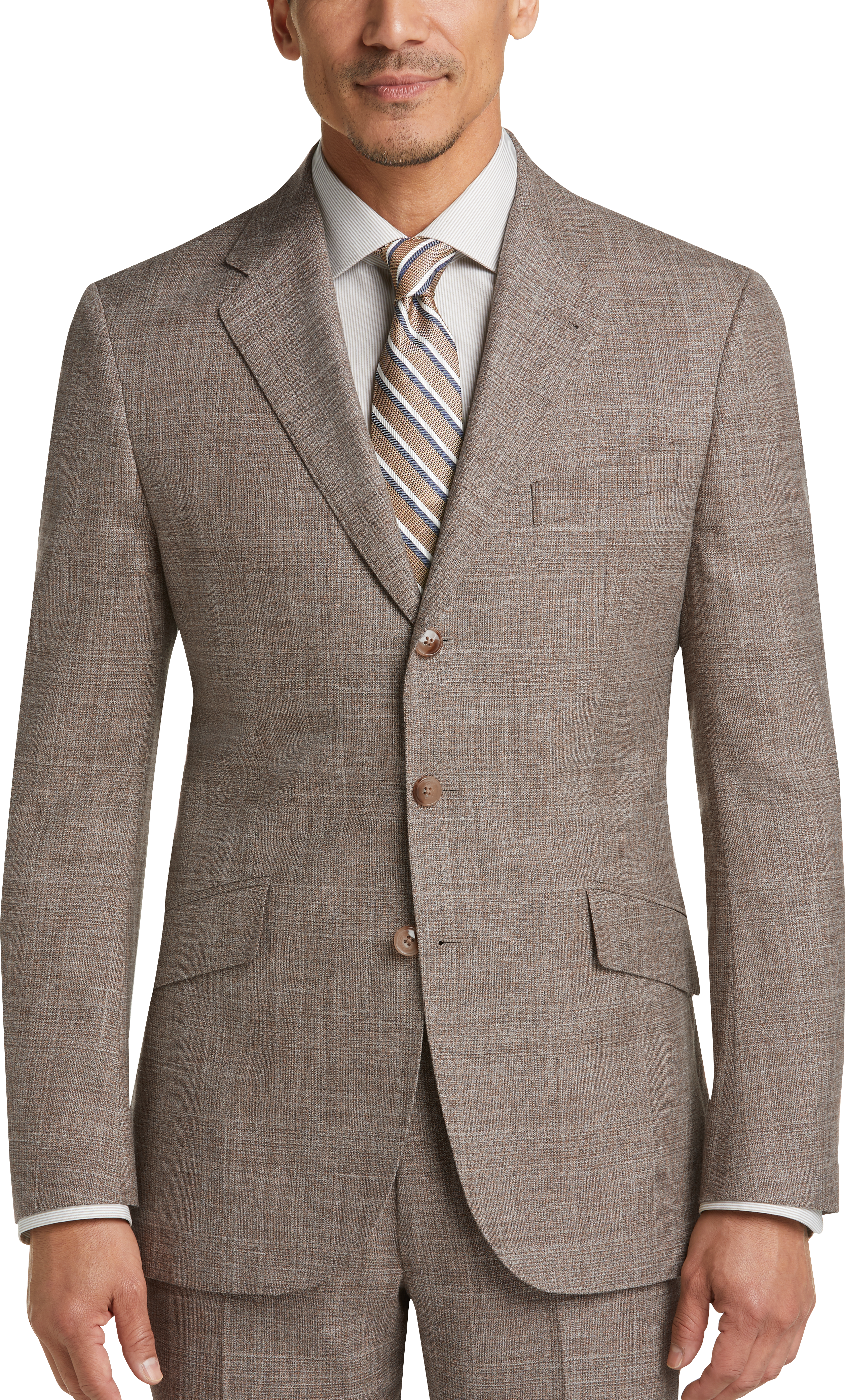 Joseph Abboud Limited Edition Tan Plaid Slim Fit Suit - Men's Sale ...