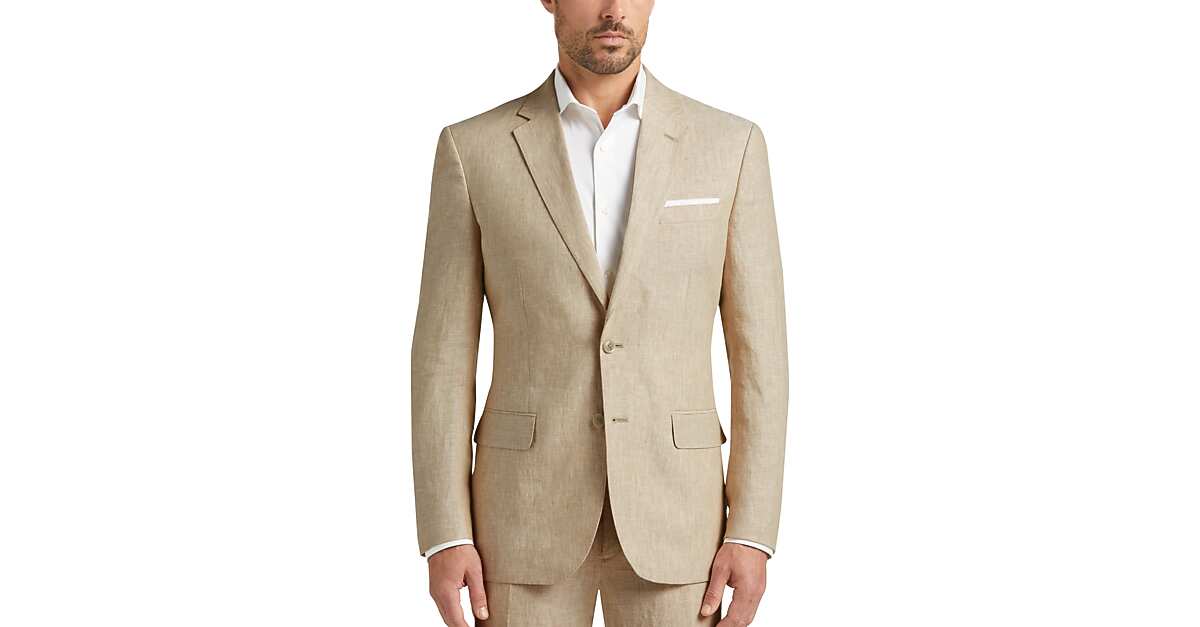 Joe Joseph Abboud Tan Chambray Linen Slim Fit Suit Separates Coat Men S Suits Men S Wearhouse
