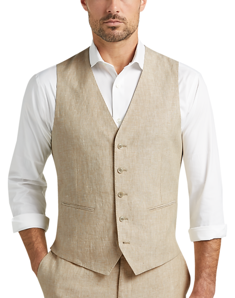 JOE Joseph Abboud Linen Slim Fit Suit Separates Vest, Tan - Men's Suits |  Men's Wearhouse