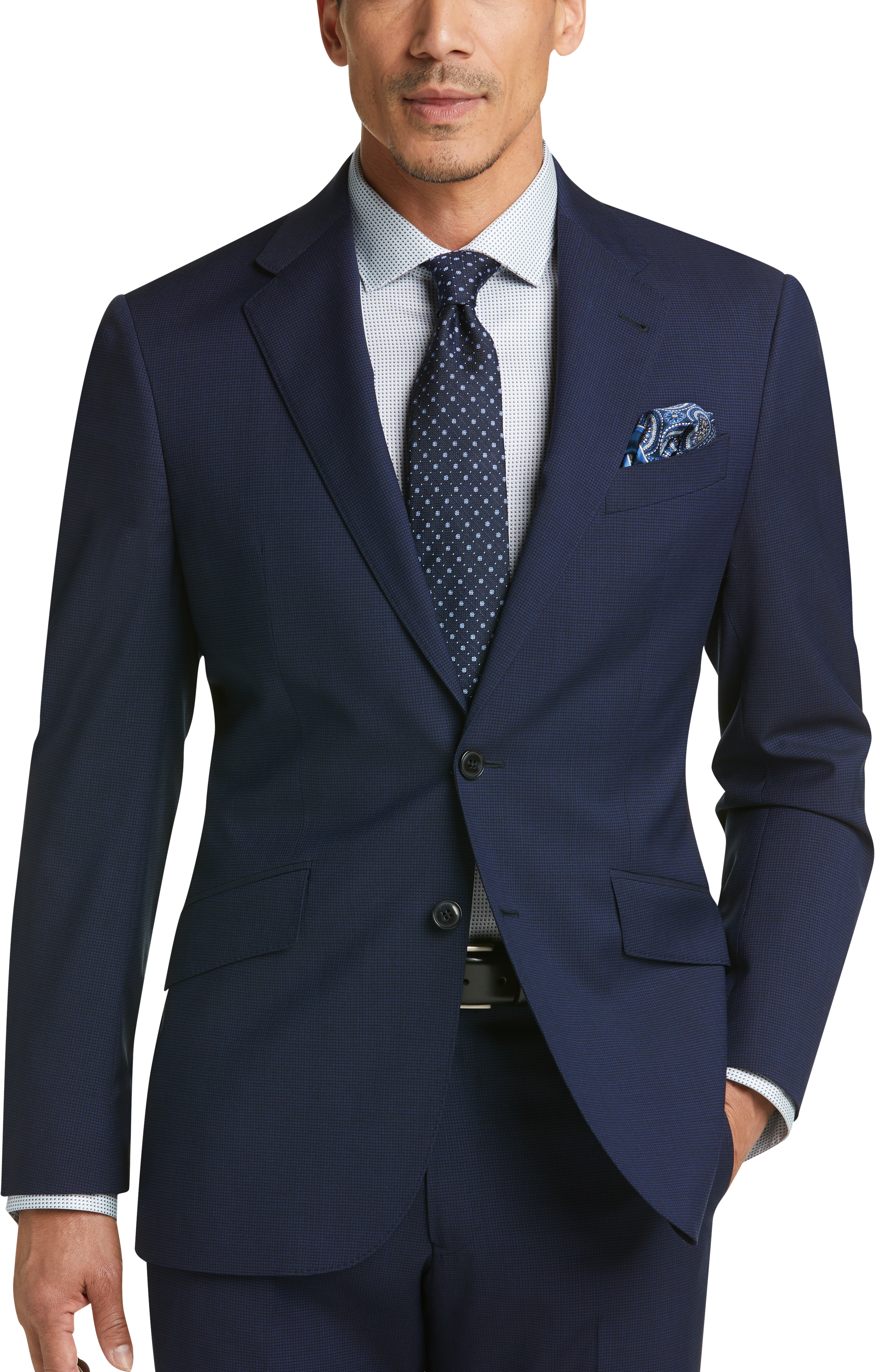 Joseph Abboud Blue Tic Slim Fit Suit - Men's Sale | Men's Wearhouse