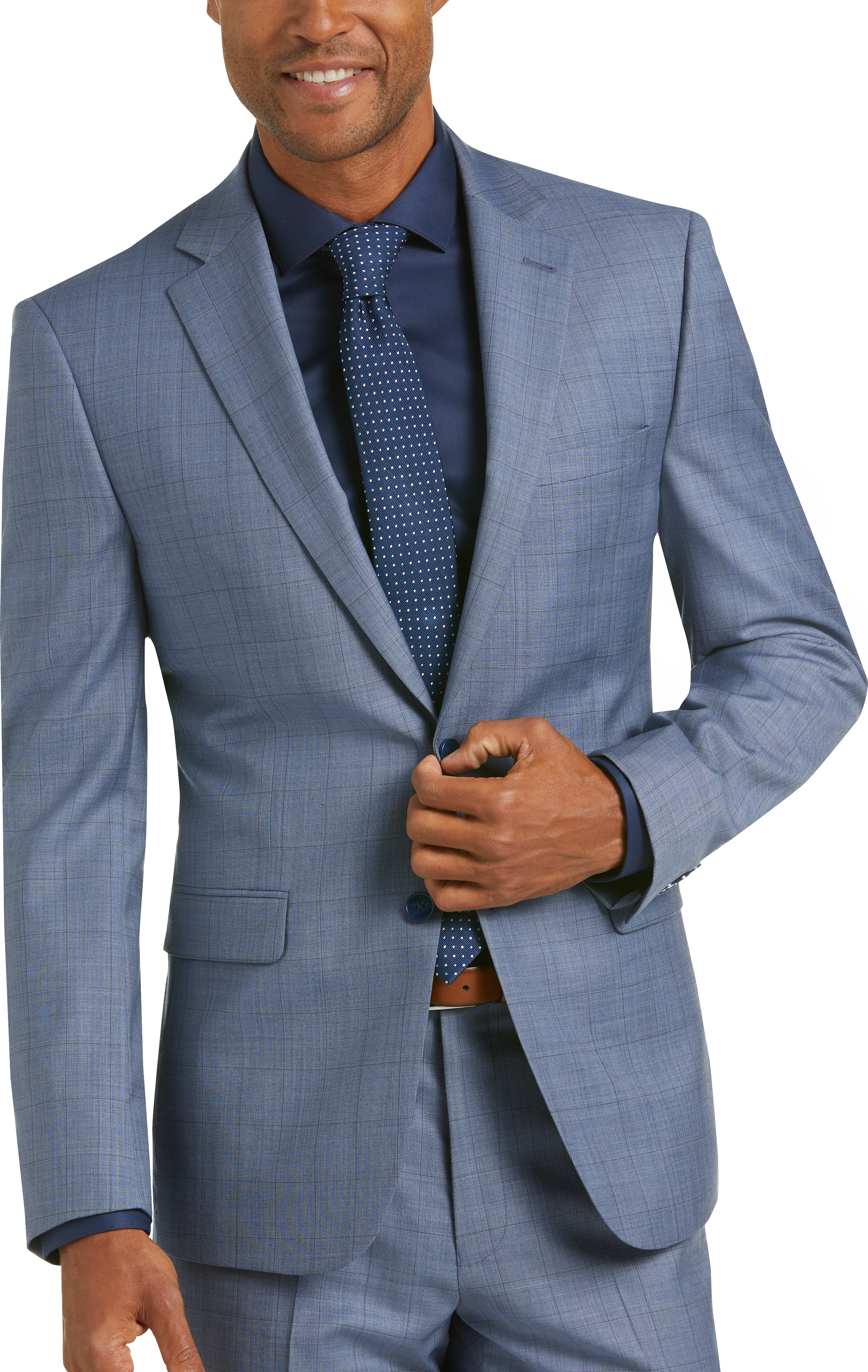 Calvin Klein X-Fit Blue Windowpane Slim Fit Suit - Men's Suits | Men's  Wearhouse