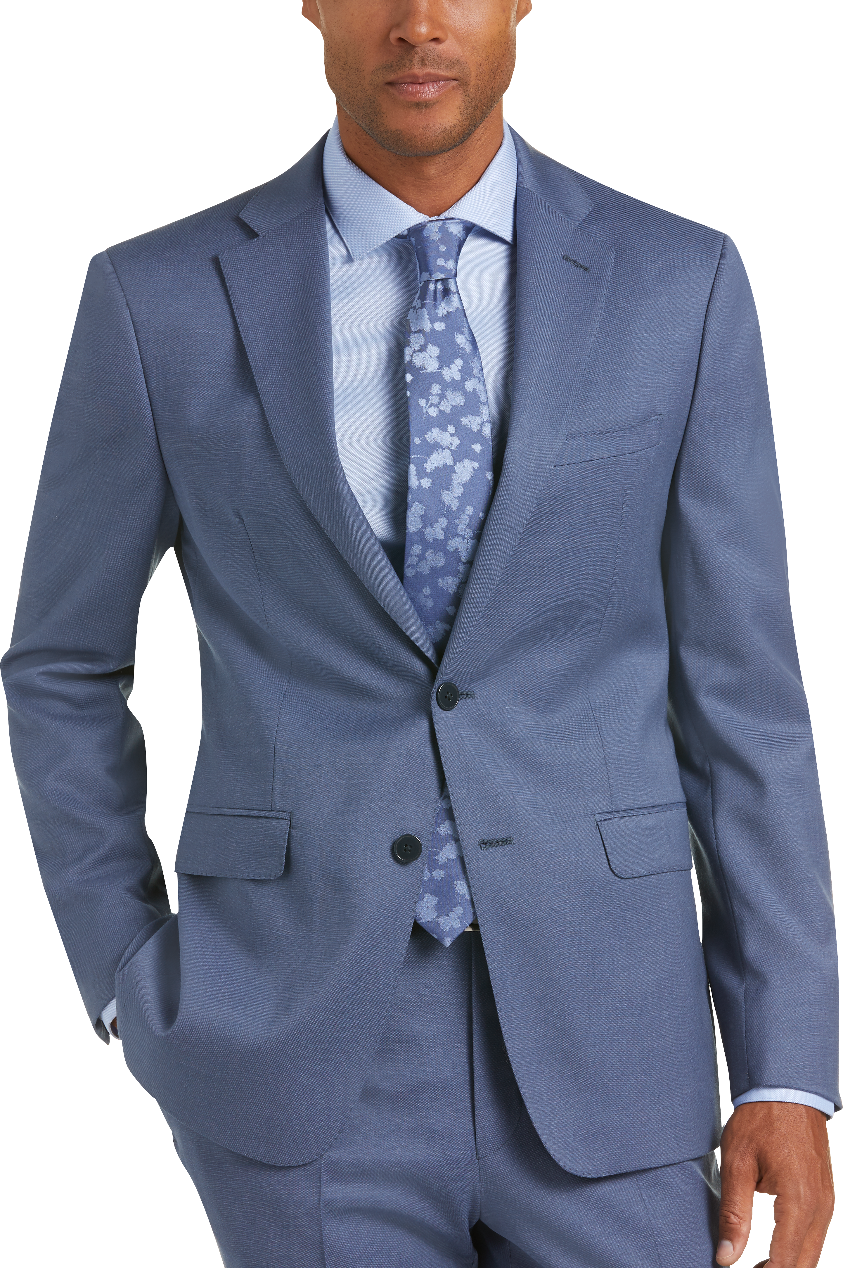 Calvin Klein X-Fit Blue Tic Slim Fit Suit - Men's Sale | Men's Wearhouse