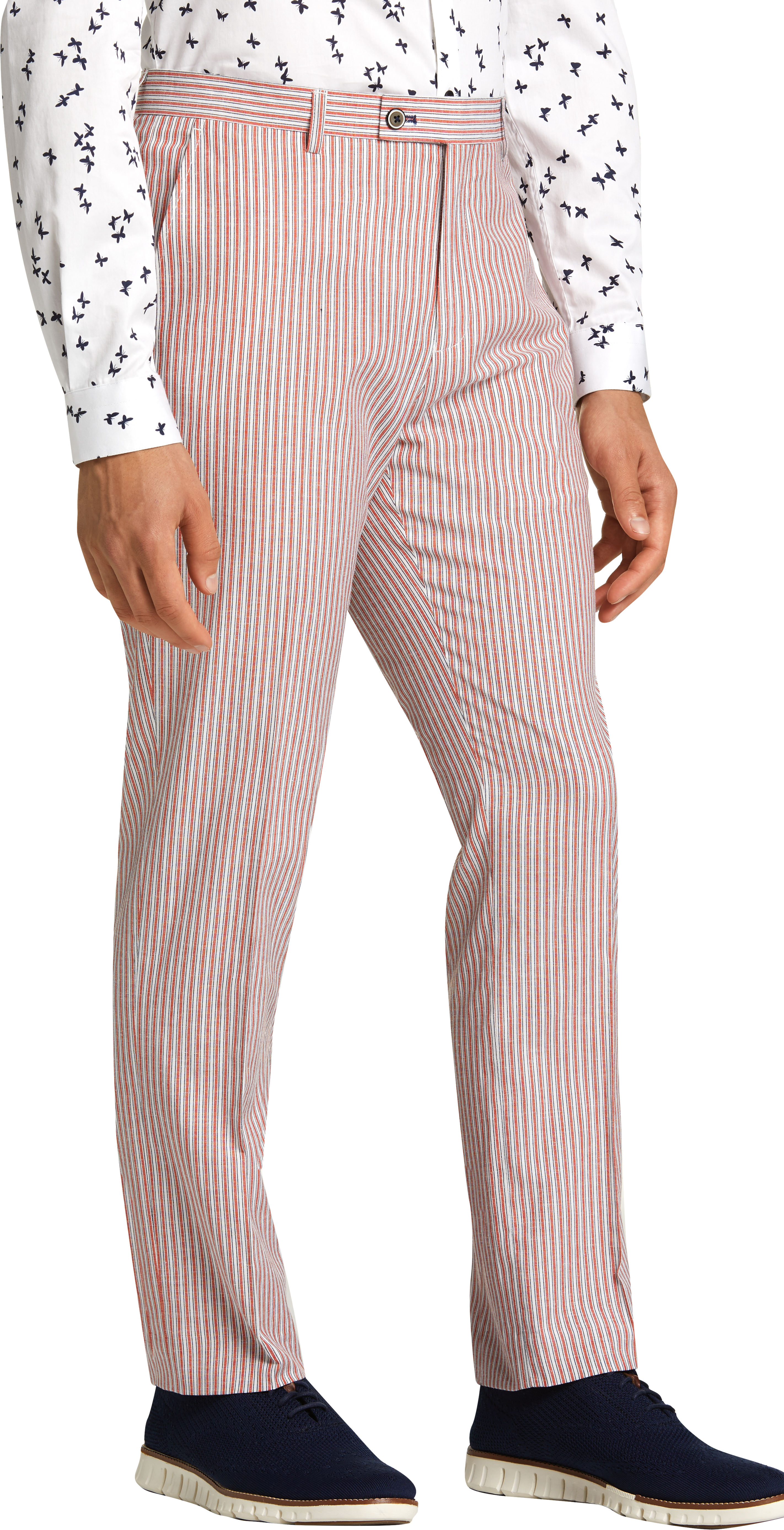 pants with red and white stripe