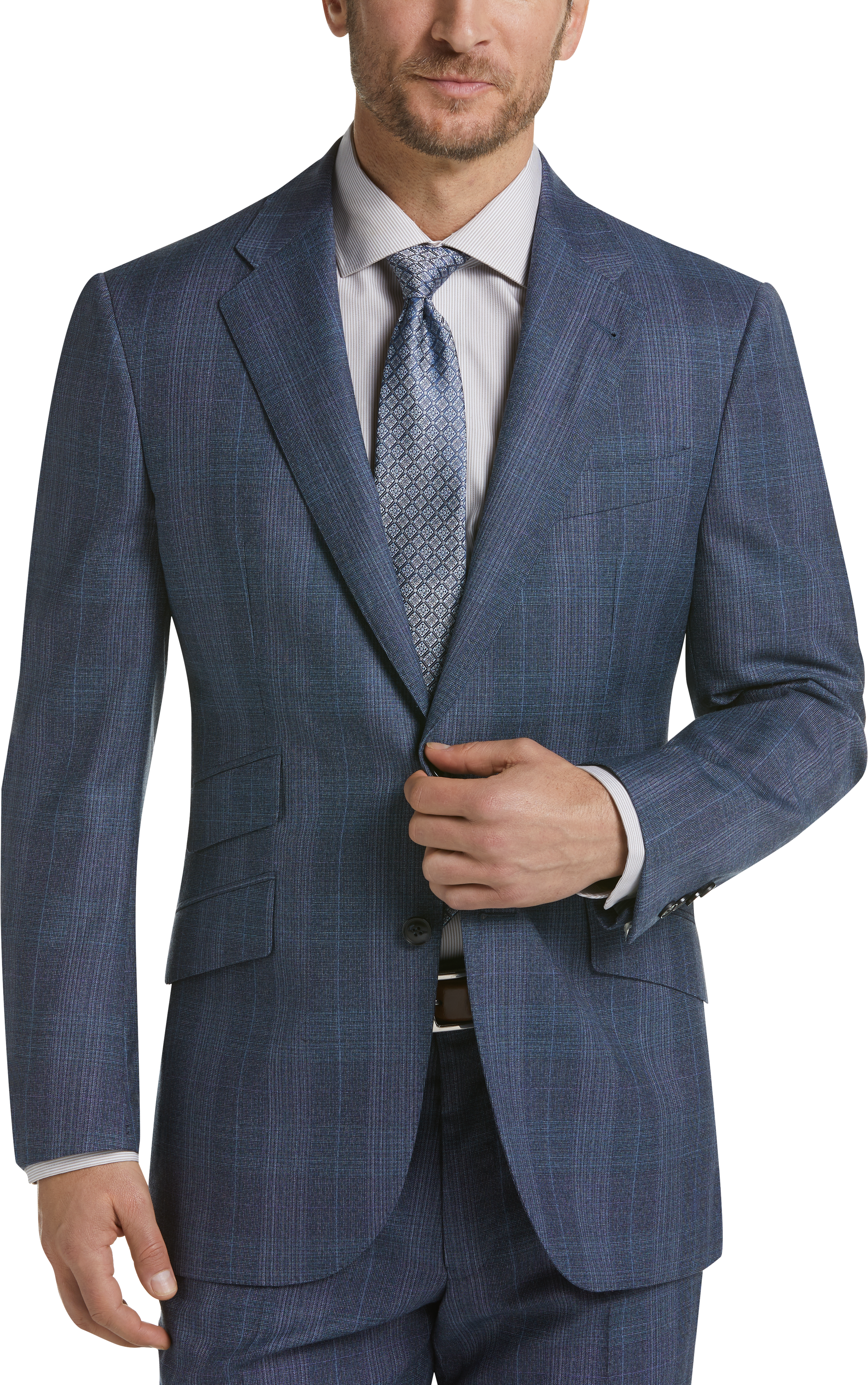 Joseph Abboud Limited Edition Blue Plaid Slim Fit Suit - Men's Sale ...