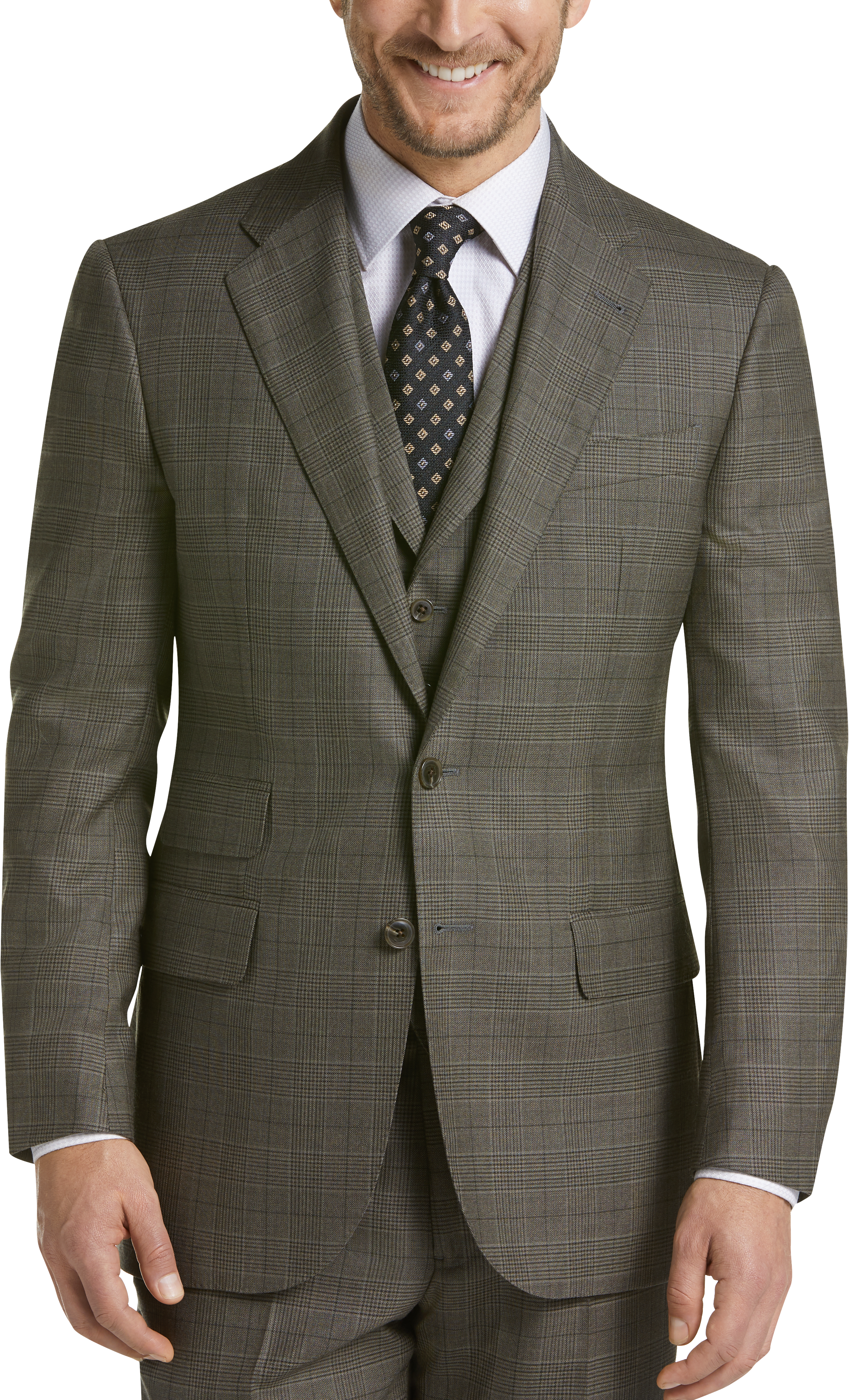 Joseph Abboud Limited Edition Olive Plaid Slim Fit Suit - Men's Sale ...