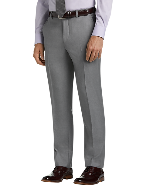 Needle & Stitch Men's Light Gray 2 Piece Slim Fit Suit Flat Front Pants Size 46R 