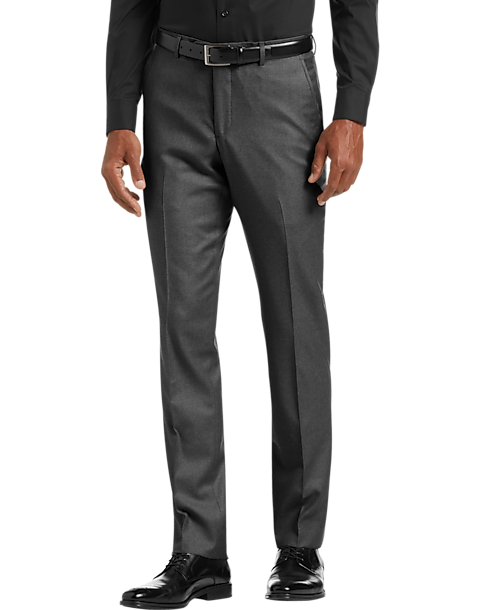 JOE Joseph Mens 100% Wool Flat Front Slash Front & Back Welt Pockets Abboud Slim Fit Pant (Size: 30 in Charcoal Gray)