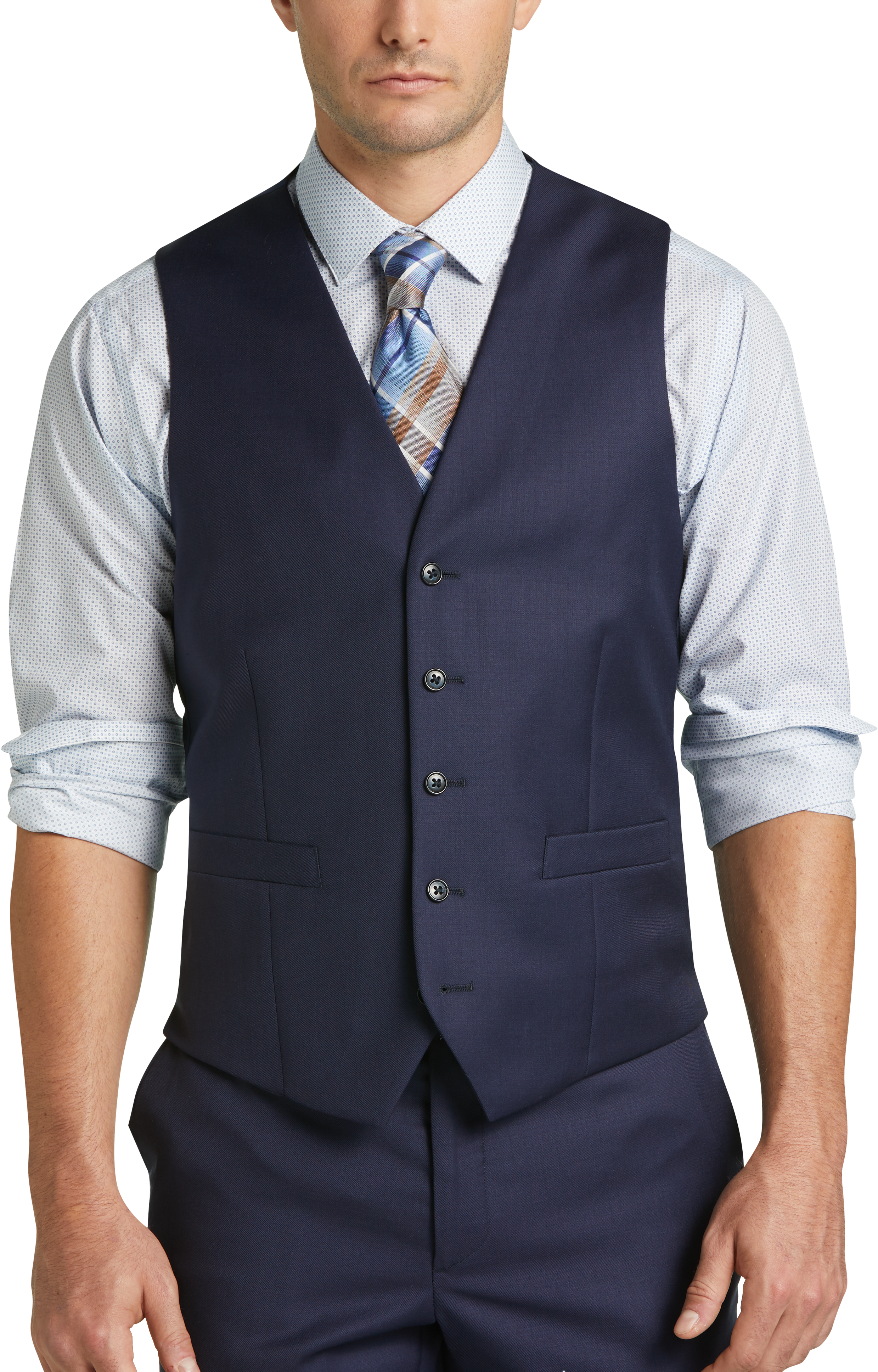 blue suit vest