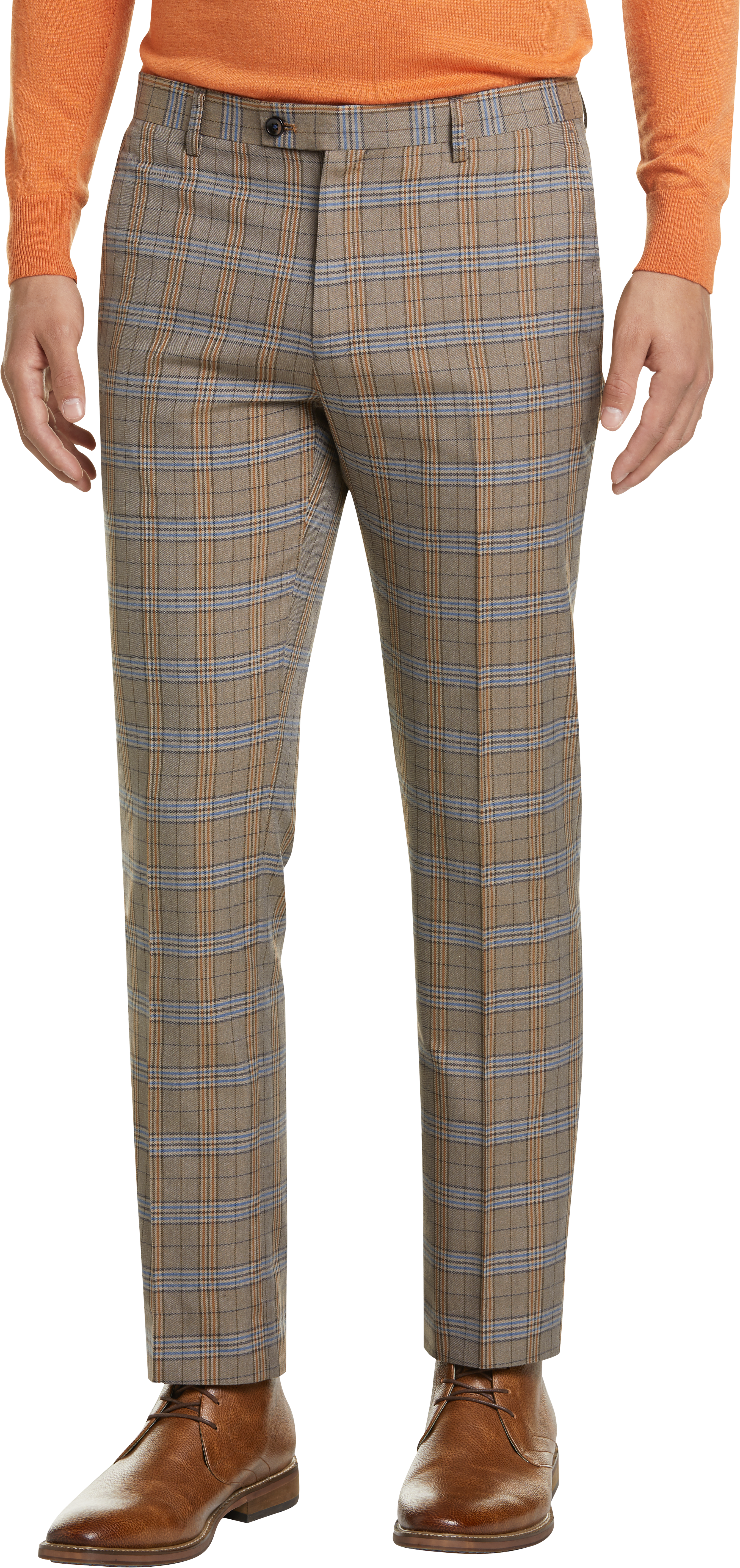orange and blue plaid pants