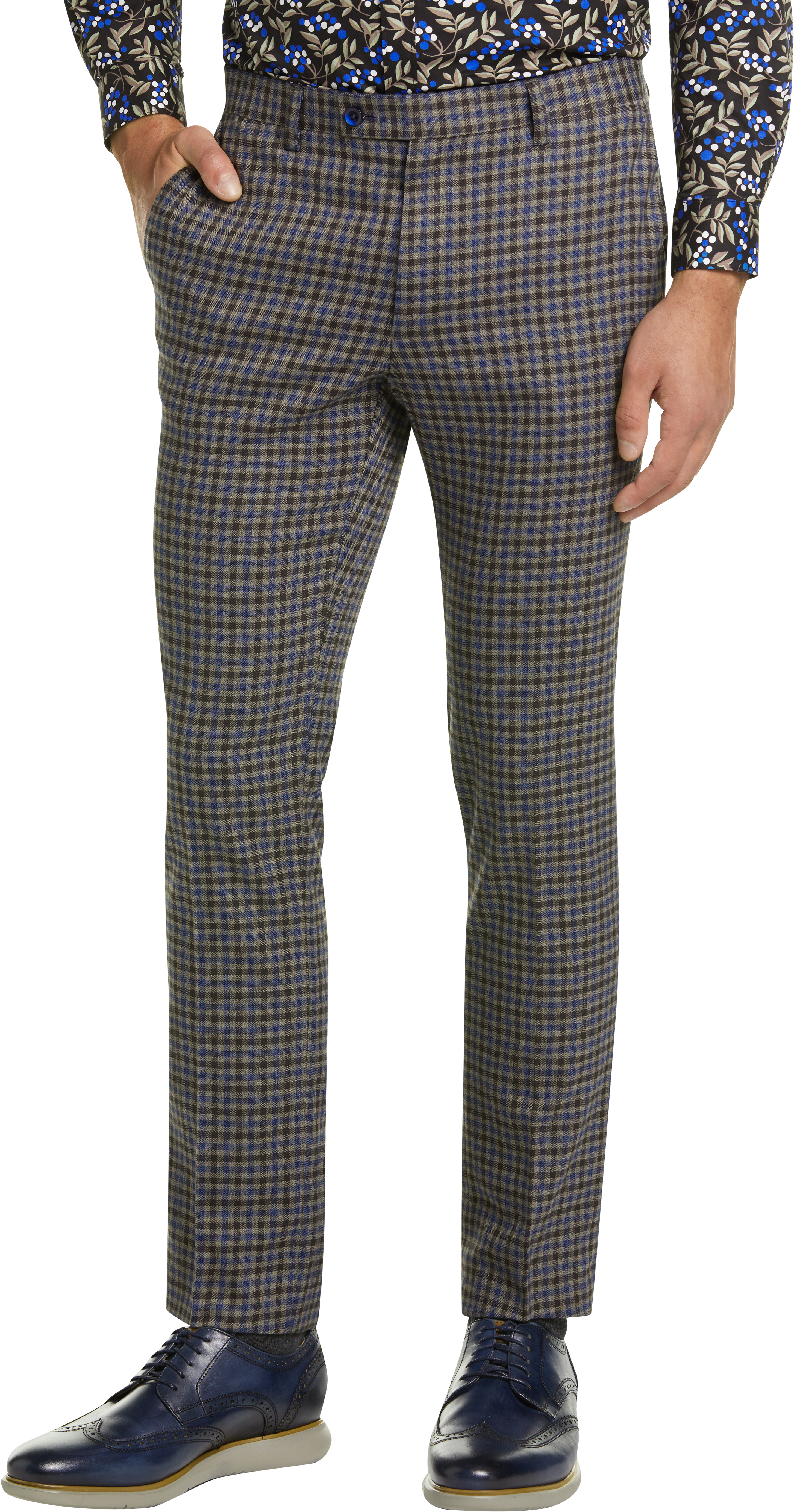 mens skinny check pants