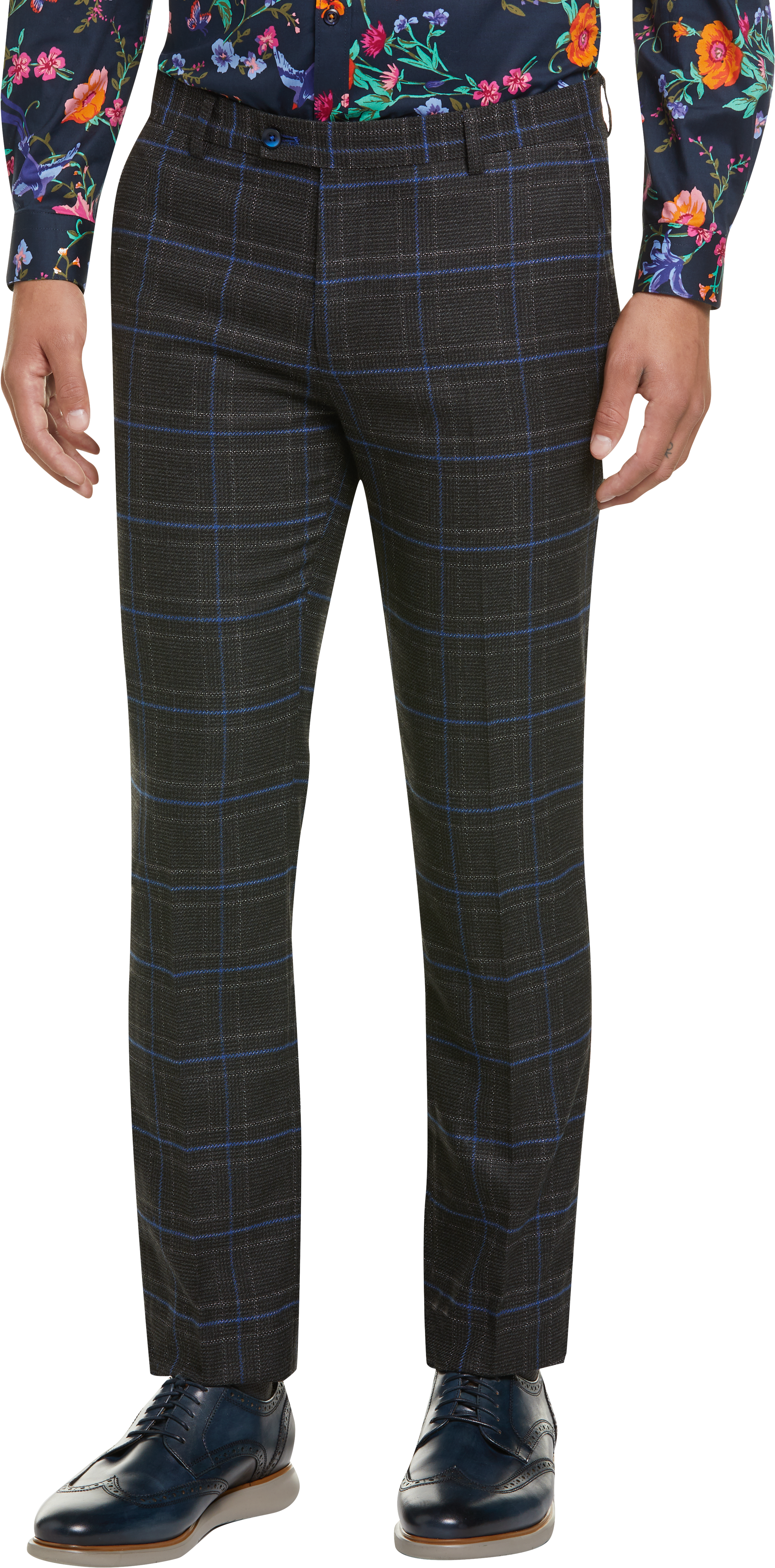 mens plaid slim fit pants