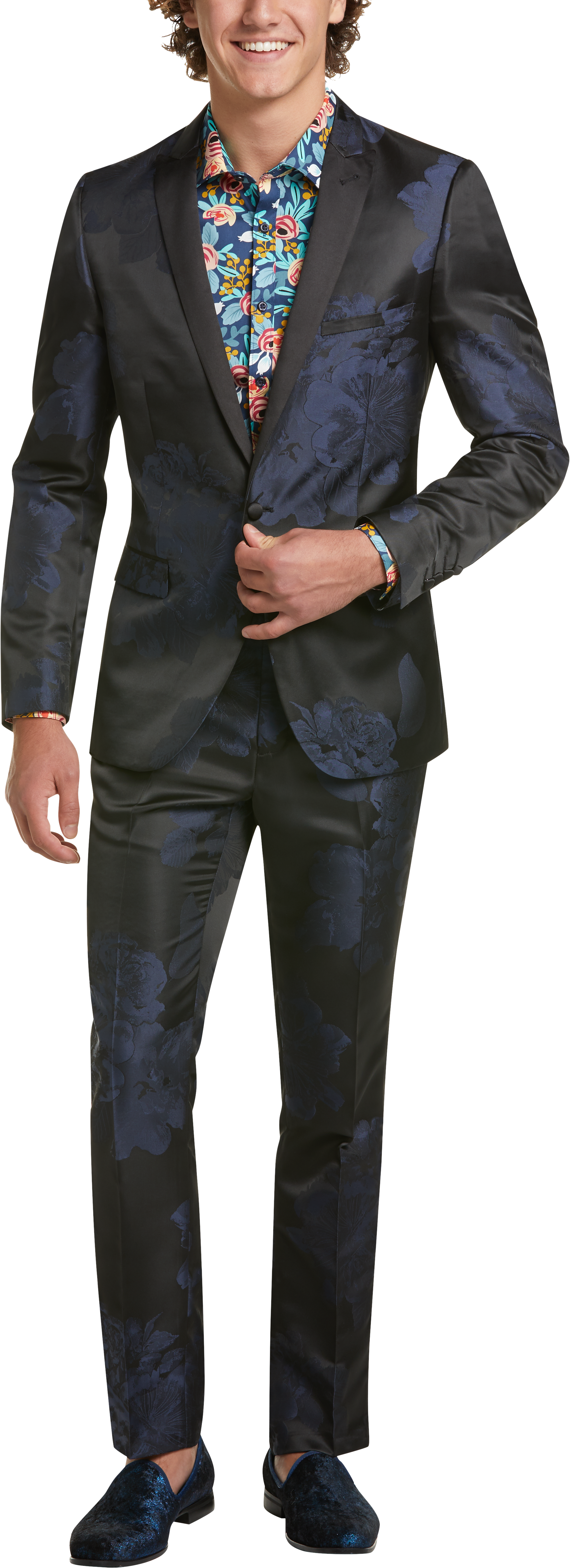 Paisley Gray Slim Fit Suit Separates Coat Blue Black Floral Men S Suits Men S