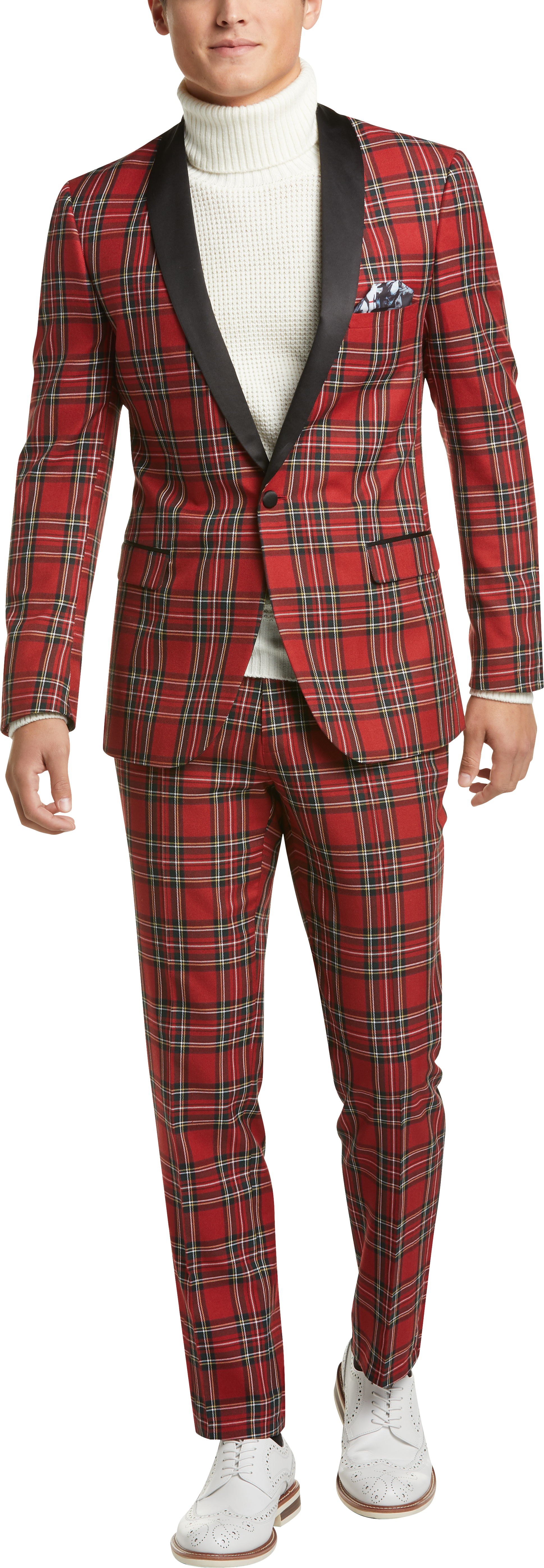 red plaid suit jacket