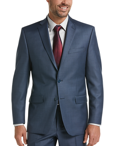 Calvin Klein Blue Slim Fit Sharkskin X-Fit Suit - Men's Sale | Men's  Wearhouse