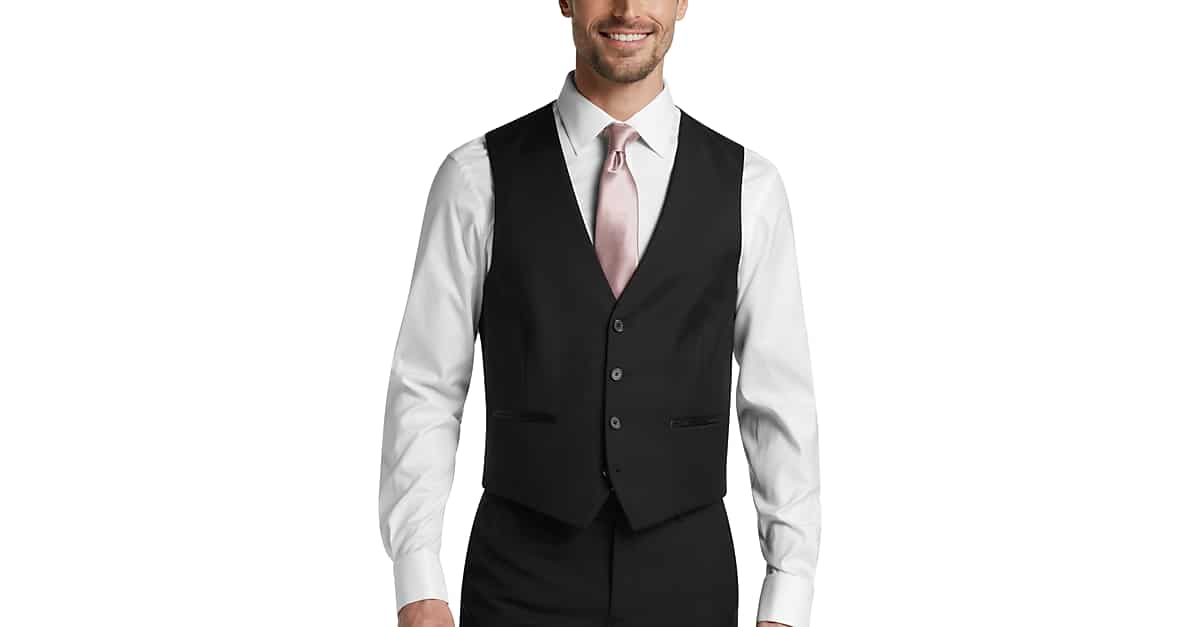 Calvin Klein Slim Fit Suit Separates Tuxedo Vest, Black - Men's Suits |  Men's Wearhouse