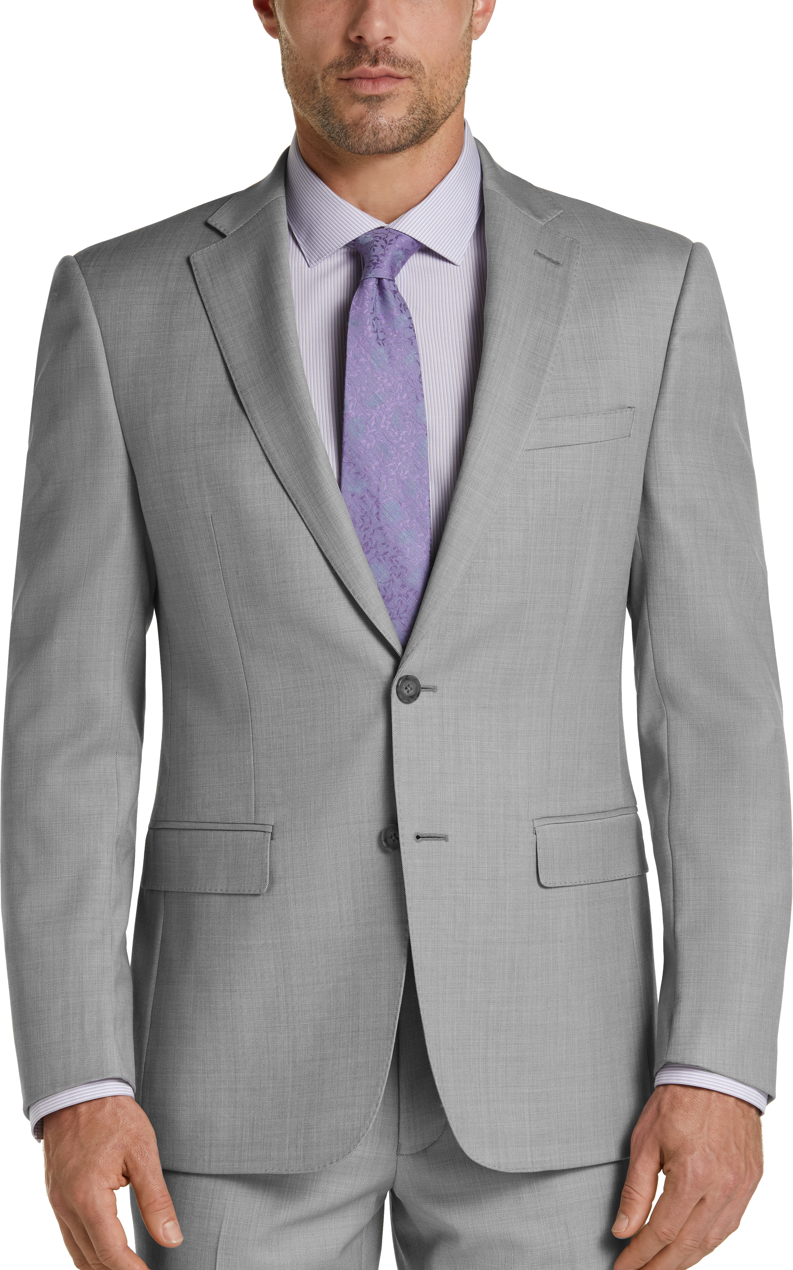 Calvin Klein Light Gray Sharkskin Slim Fit Suit - Men's Sale | Men's ...