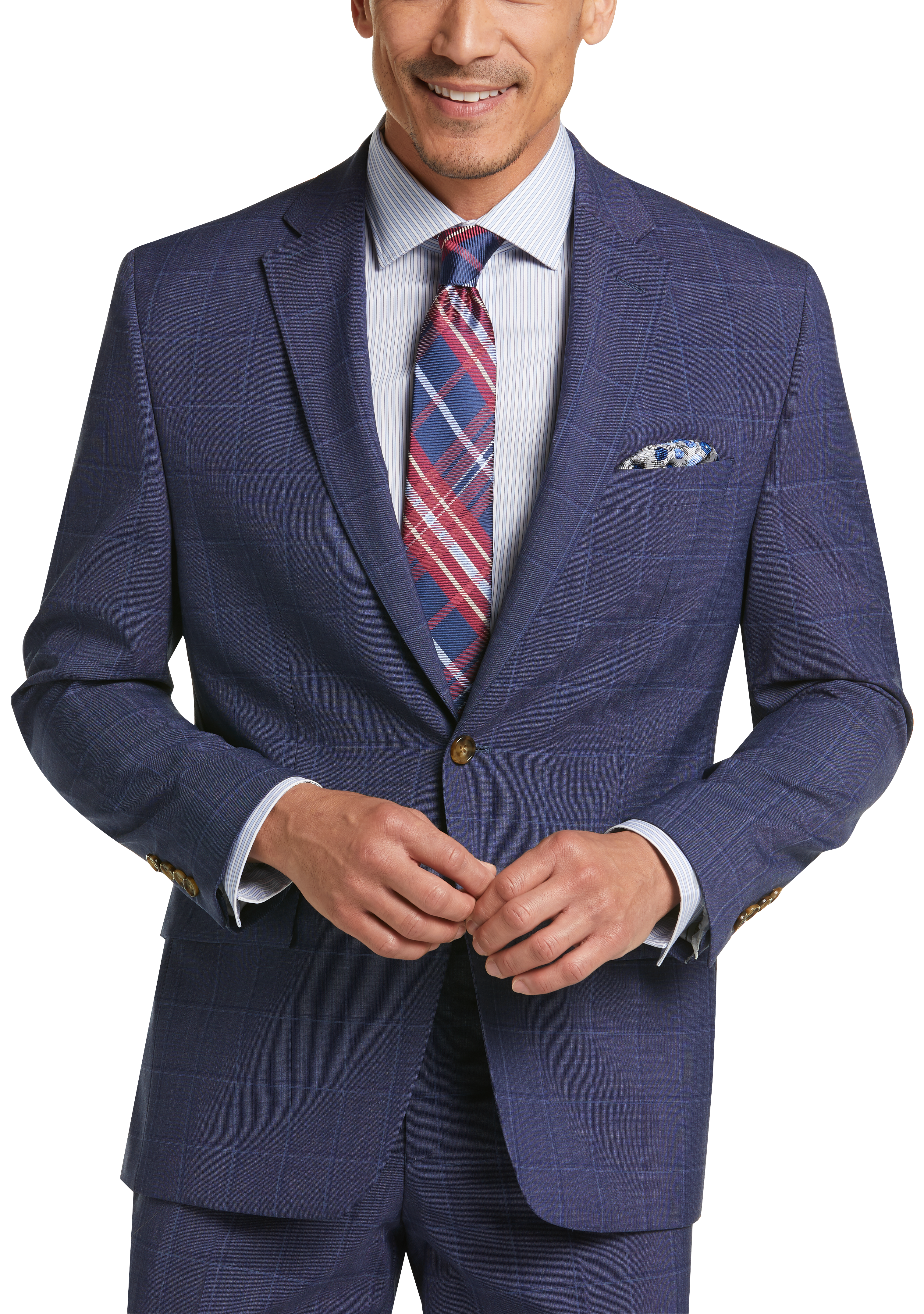 Lauren by Ralph Lauren Blue Windowpane Classic Fit Suit - Men's Suits ...