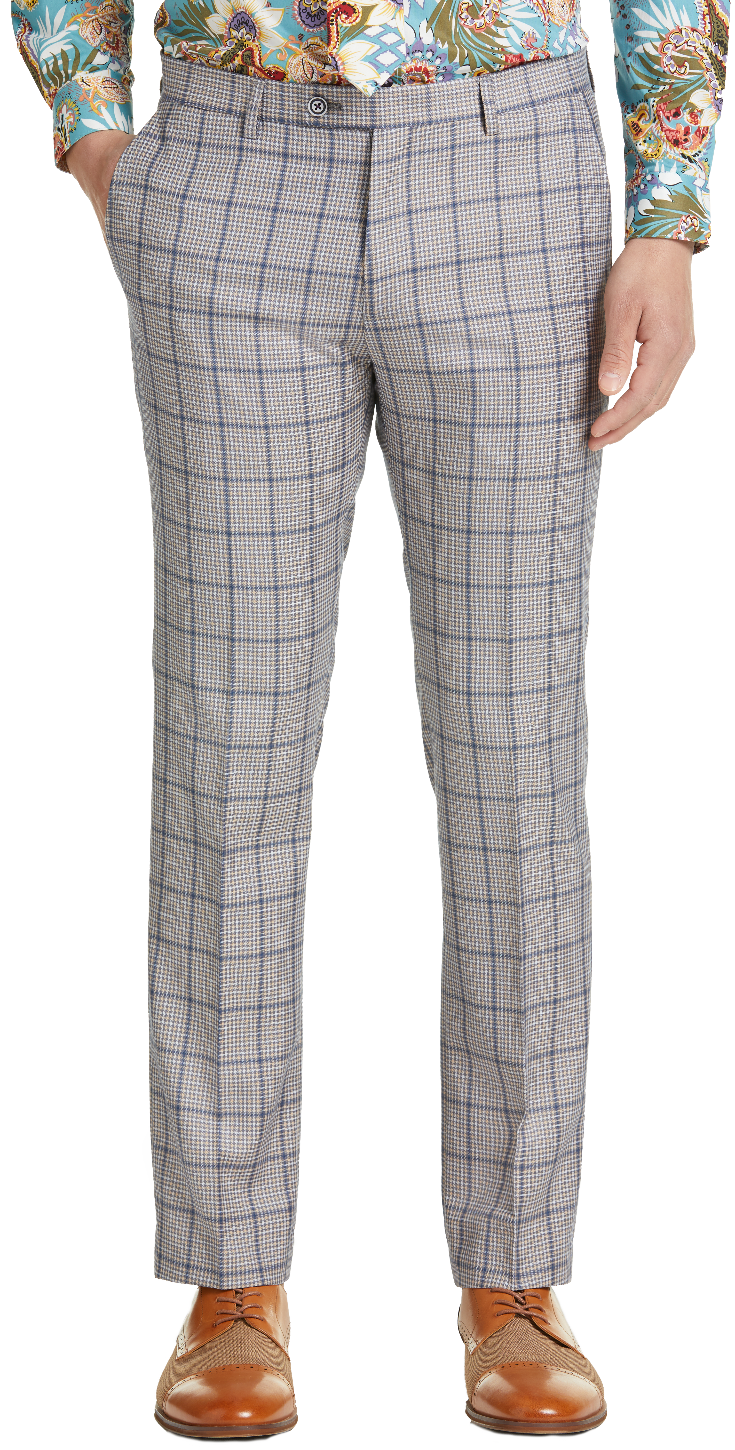 grey plaid suit pants