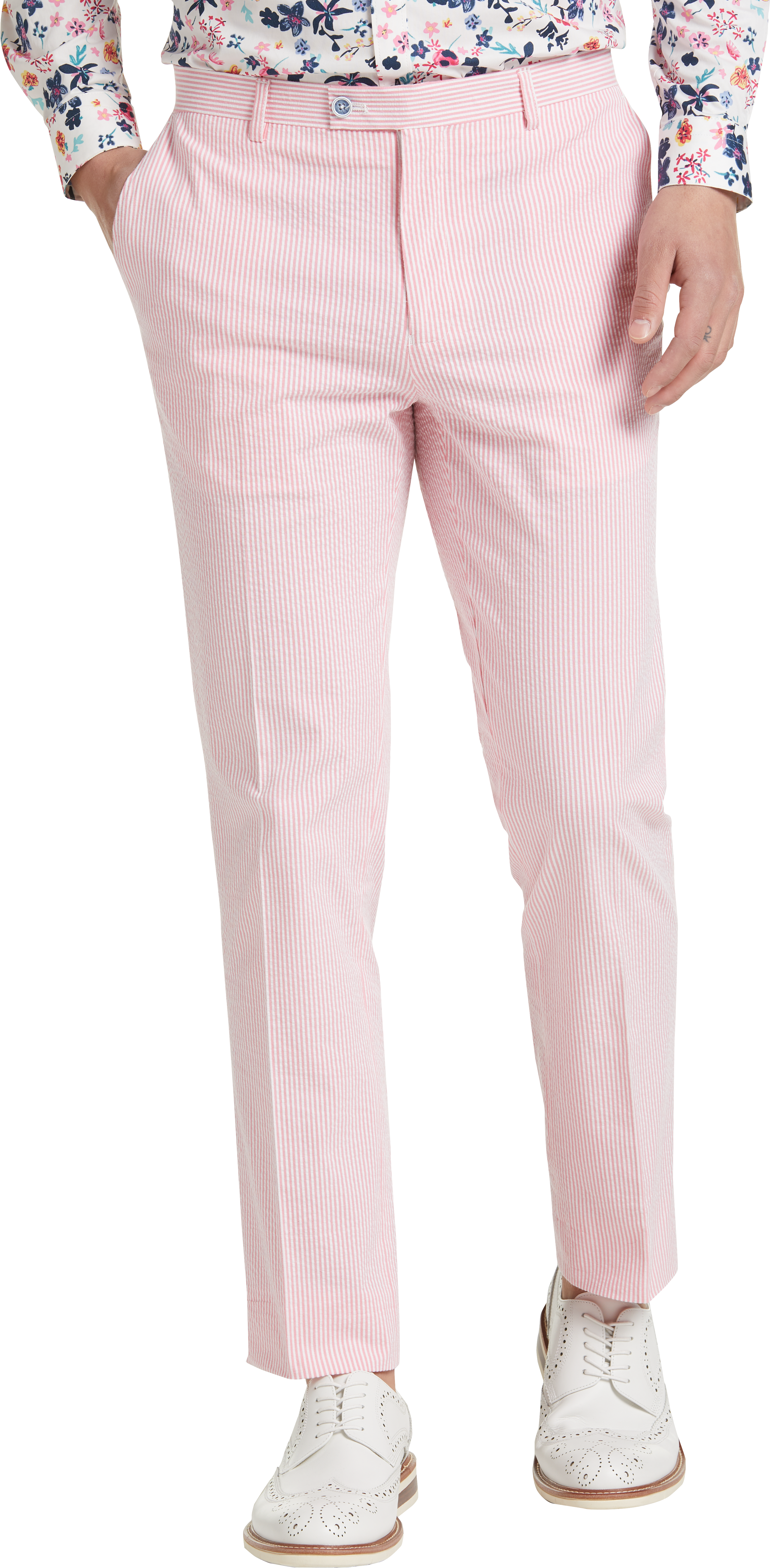 Paisley & Gray Slim Fit Suit Separates Slacks, Pink Seersucker - Men's ...