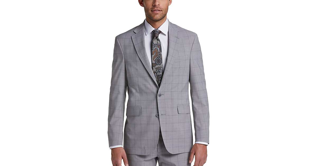Cole Haan Grand Os Gray Plaid Slim Fit Suit Men S Sale Men S Wearhouse