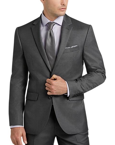 PERRY ELLIS 100% Wool Mens Boys Dark Gray Charcoal Grey Tuxedo Jacket 