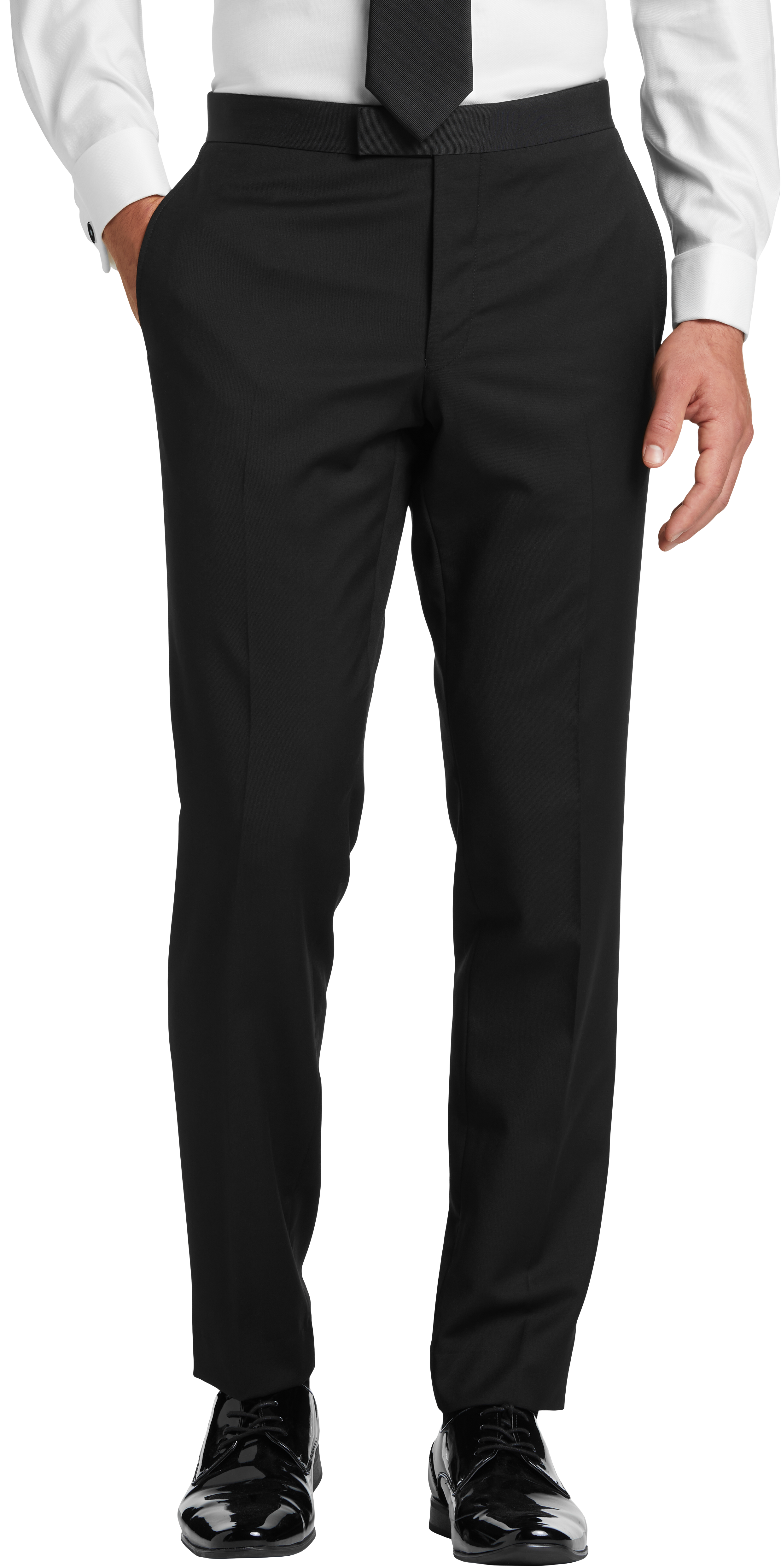 Pearl White & Black Slim Fit Tuxedo Pants – LITTLE BLACK TUX