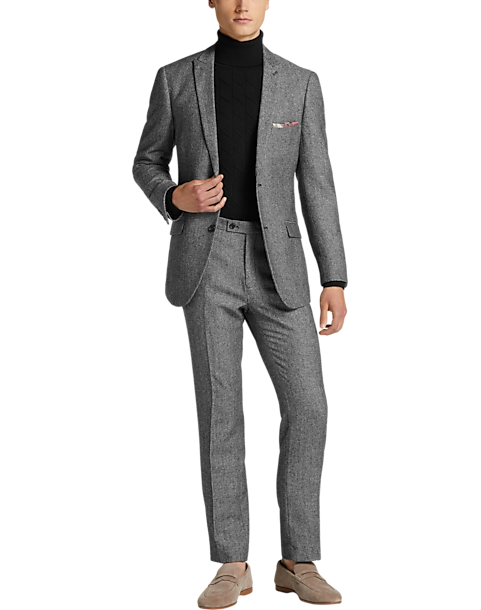 Paisley & Gray Mens Two-Button Notch Lapel Slim Fit Suit Separates Coat (Size: 44 in Black & White Herringbone)