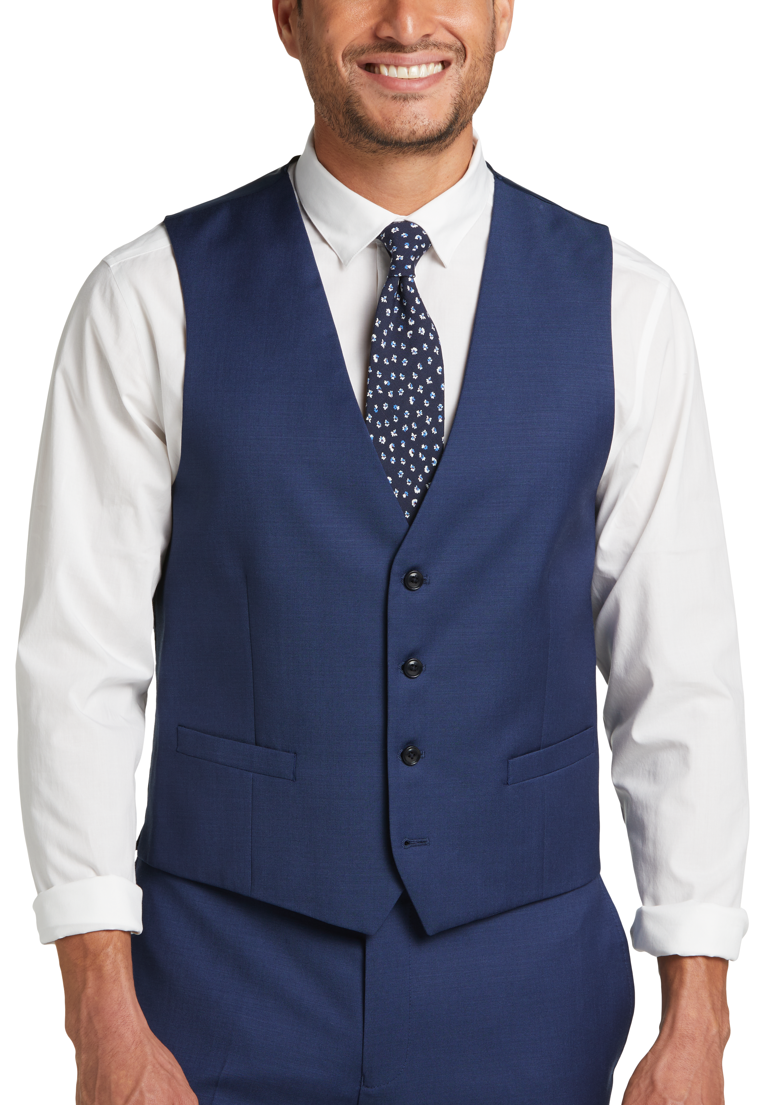 Calvin Klein X-Fit Slim Fit Suit Separates Vest, Blue - Men's Suits ...